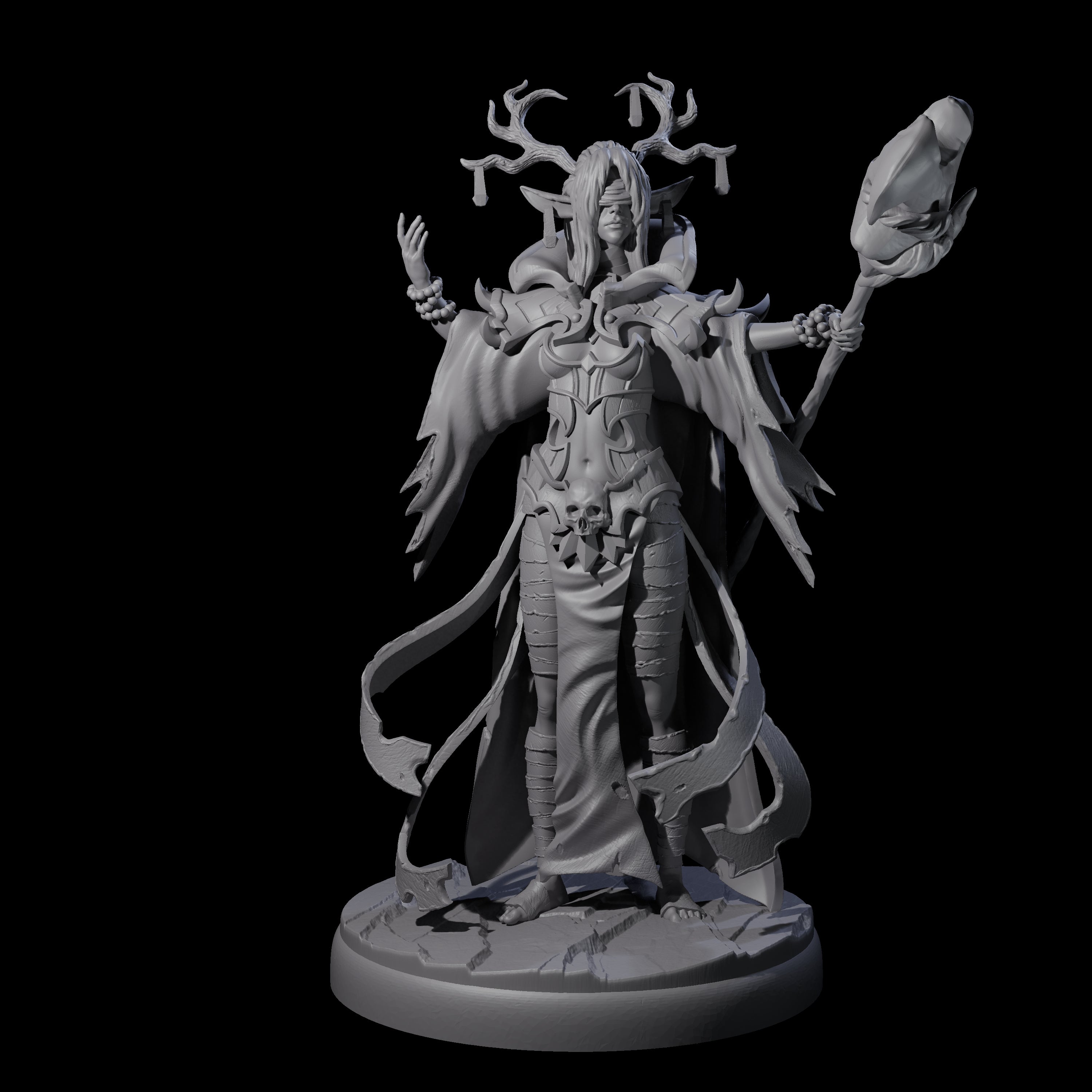 Blindfolded Dark Elf Witch L Miniature for Dungeons and Dragons, Pathfinder or other TTRPGs