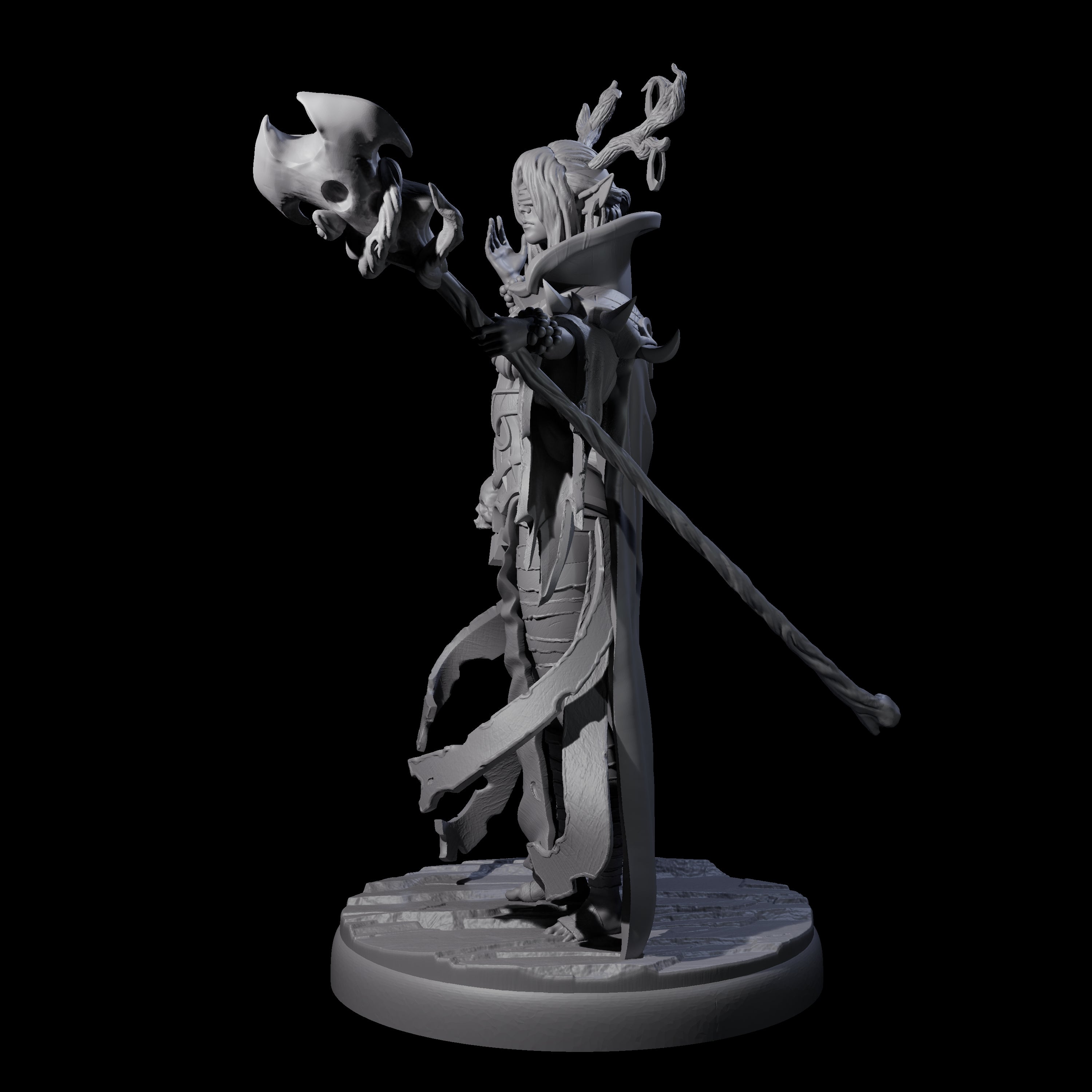 Blindfolded Dark Elf Witch L Miniature for Dungeons and Dragons, Pathfinder or other TTRPGs