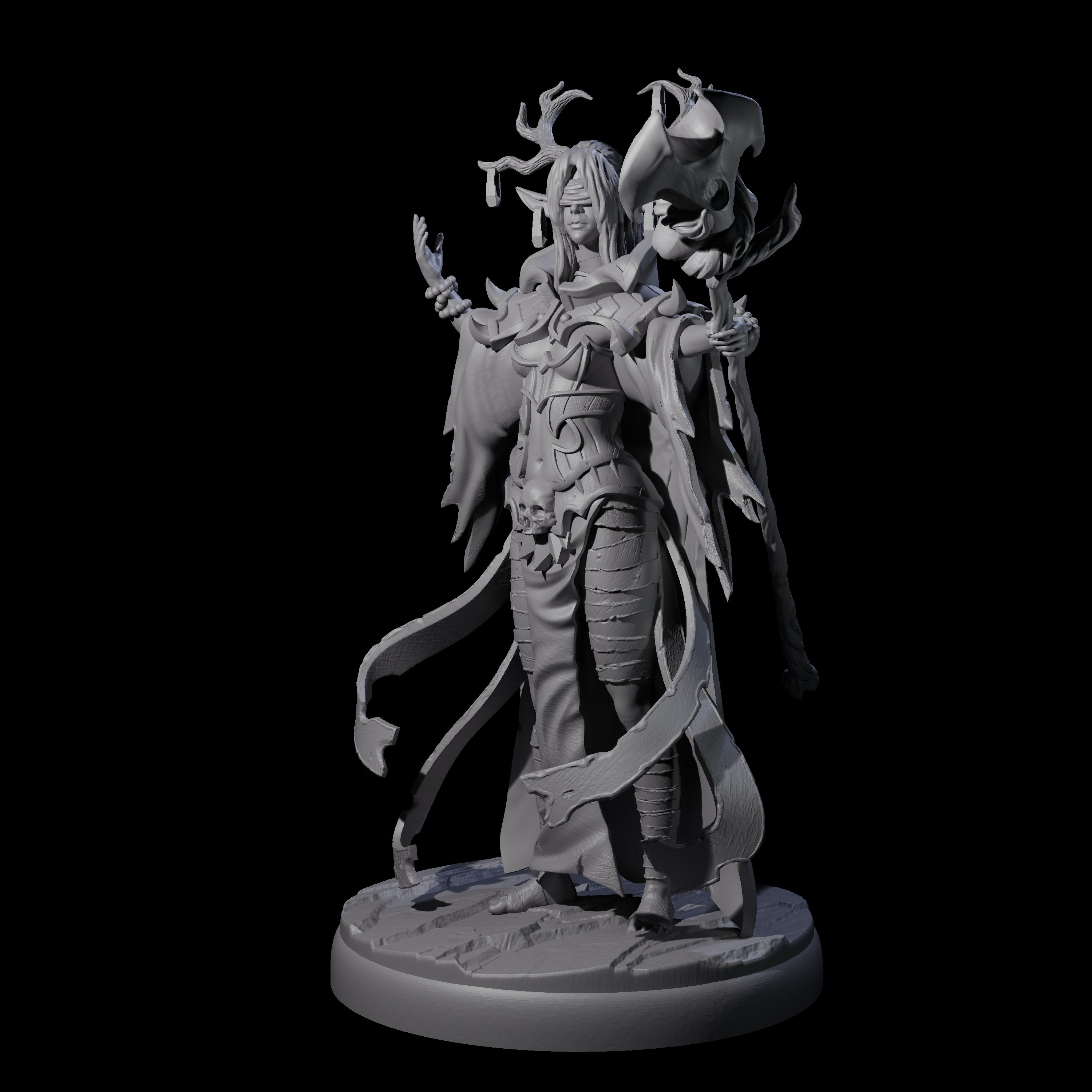 Blindfolded Dark Elf Witch L Miniature for Dungeons and Dragons, Pathfinder or other TTRPGs