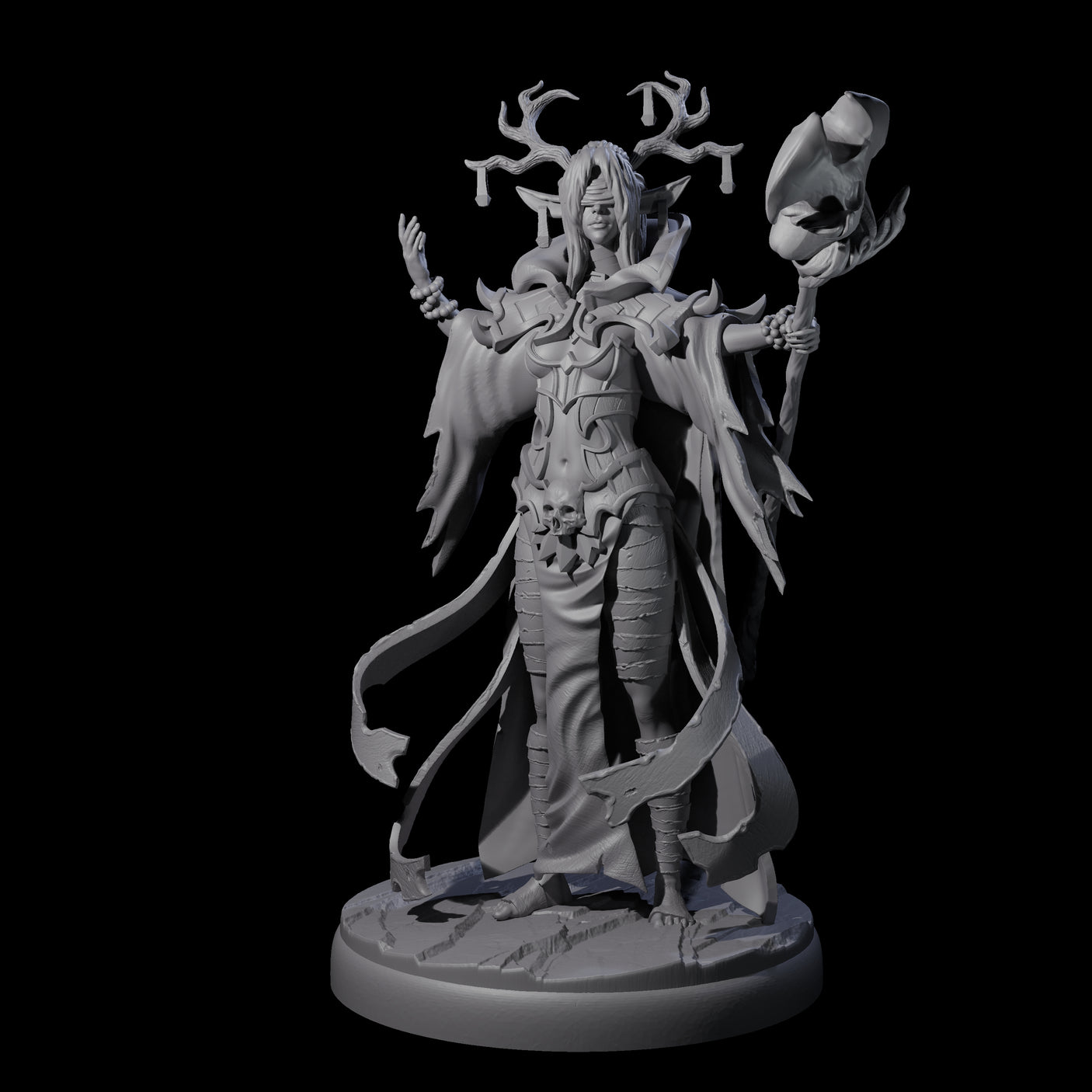 Blindfolded Dark Elf Witch L Miniature for Dungeons and Dragons, Pathfinder or other TTRPGs