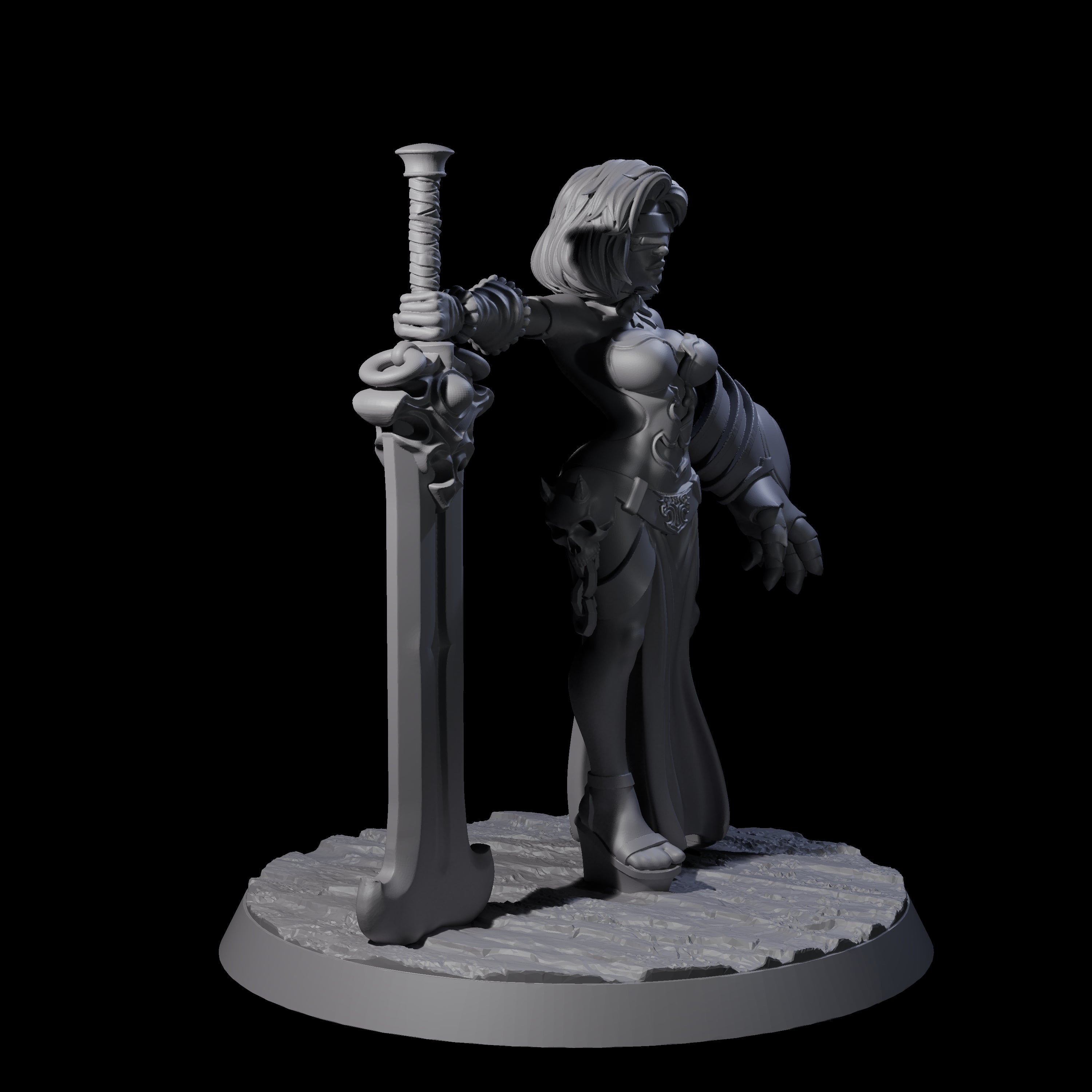 Blindfolded Vixen Warrior Miniature for Dungeons and Dragons, Pathfinder or other TTRPGs