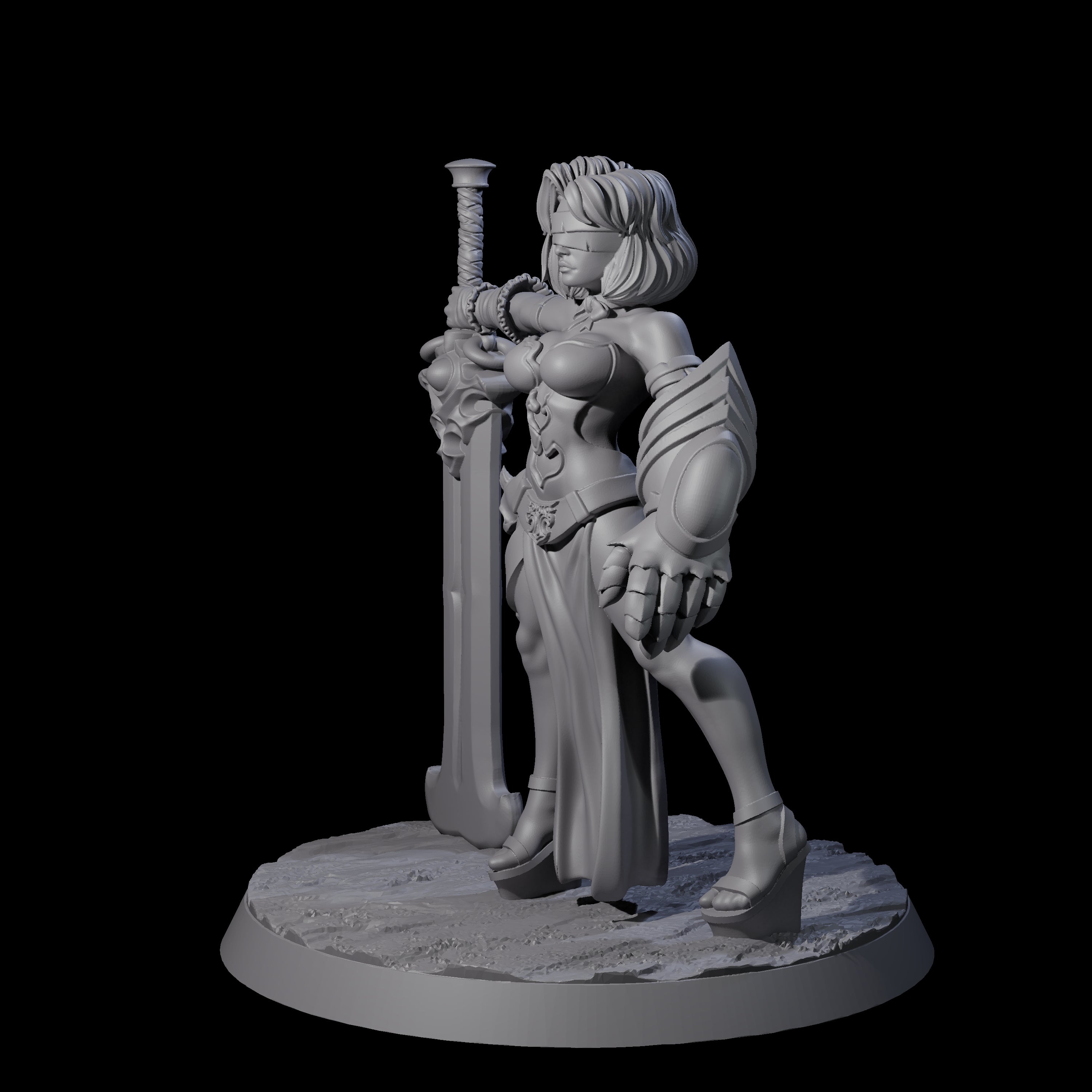 Blindfolded Vixen Warrior Miniature for Dungeons and Dragons, Pathfinder or other TTRPGs