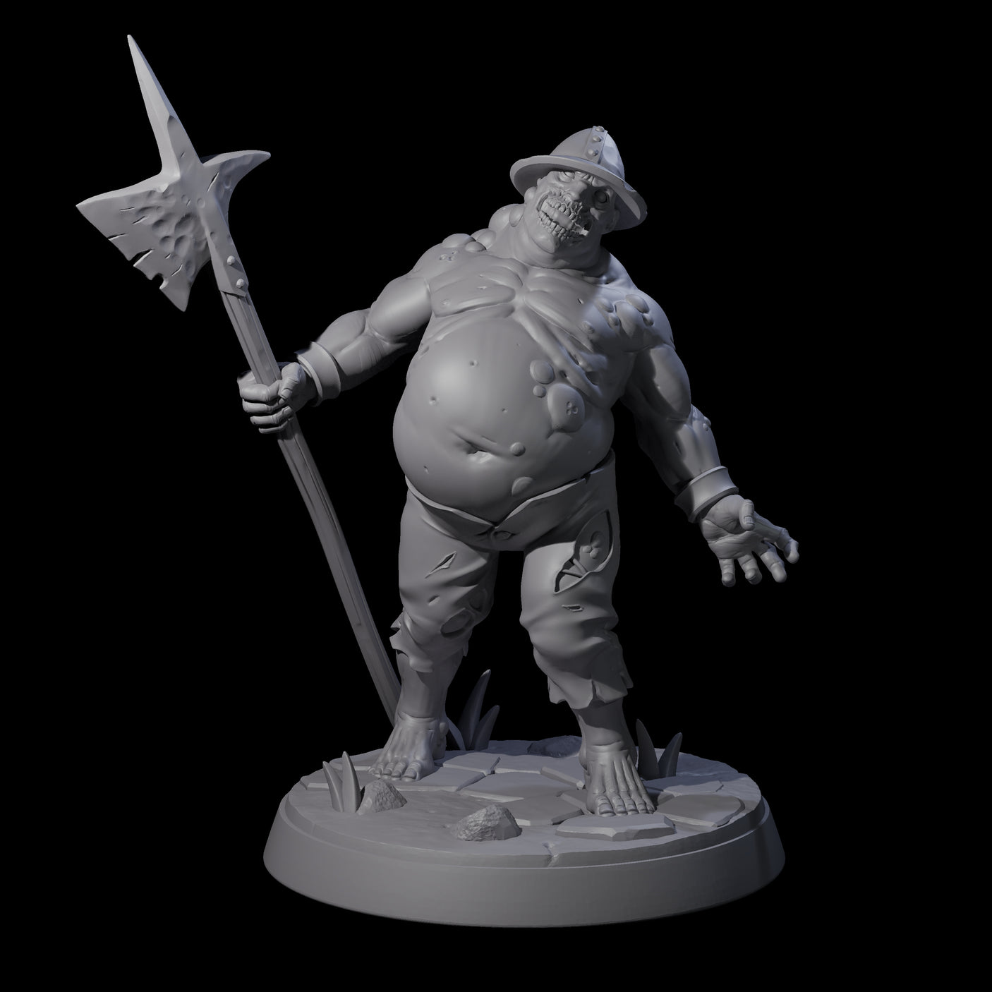 Bloated Stinky Zombie Guard A Miniature for Dungeons and Dragons, Pathfinder or other TTRPGs