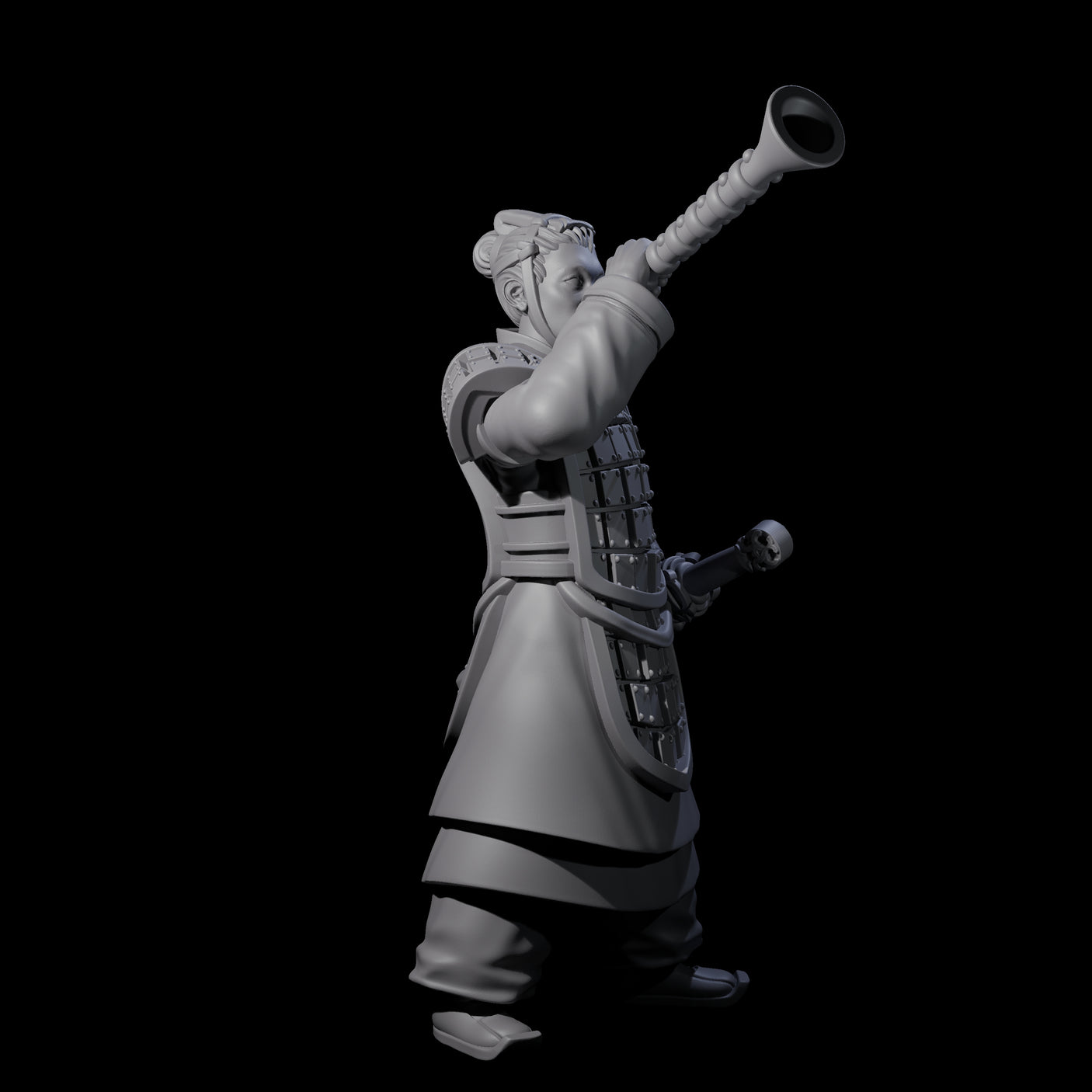 Blowing Chinese Musician Miniature for Dungeons and Dragons, Pathfinder or other TTRPGs