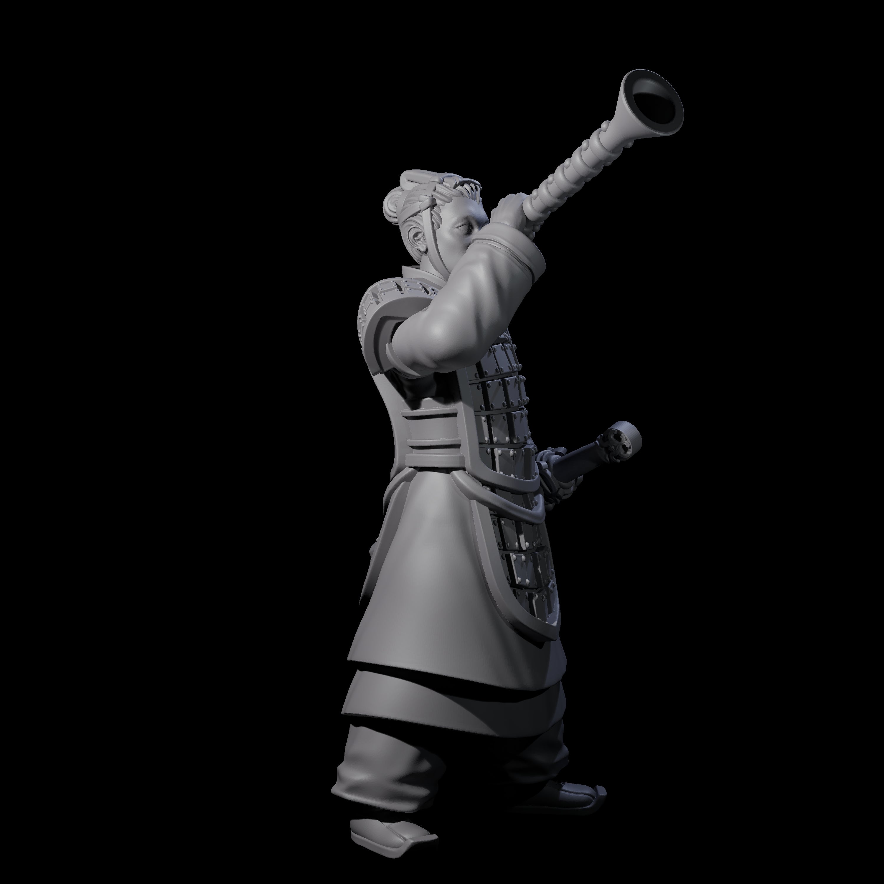 Blowing Chinese Musician Miniature for Dungeons and Dragons, Pathfinder or other TTRPGs