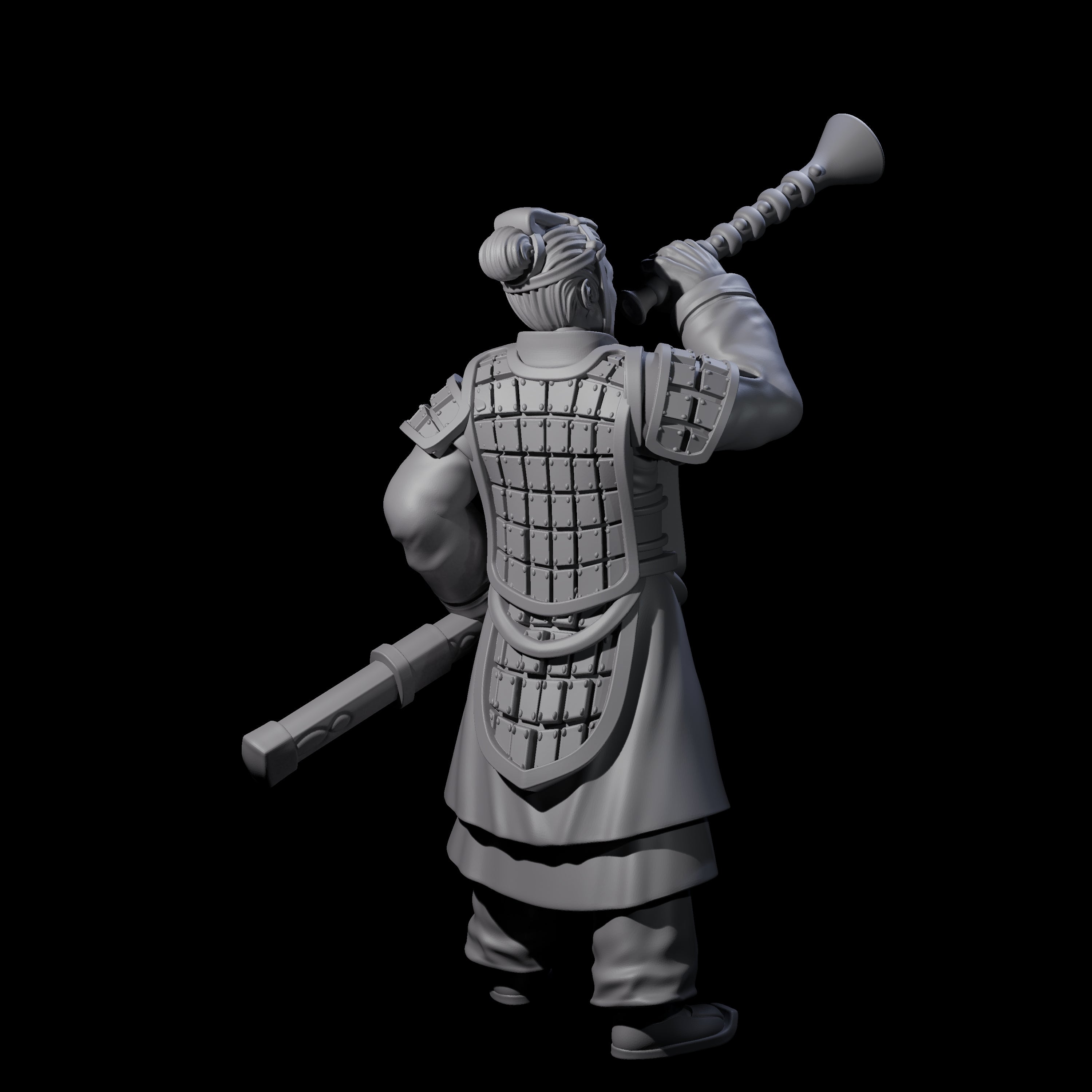 Blowing Chinese Musician Miniature for Dungeons and Dragons, Pathfinder or other TTRPGs
