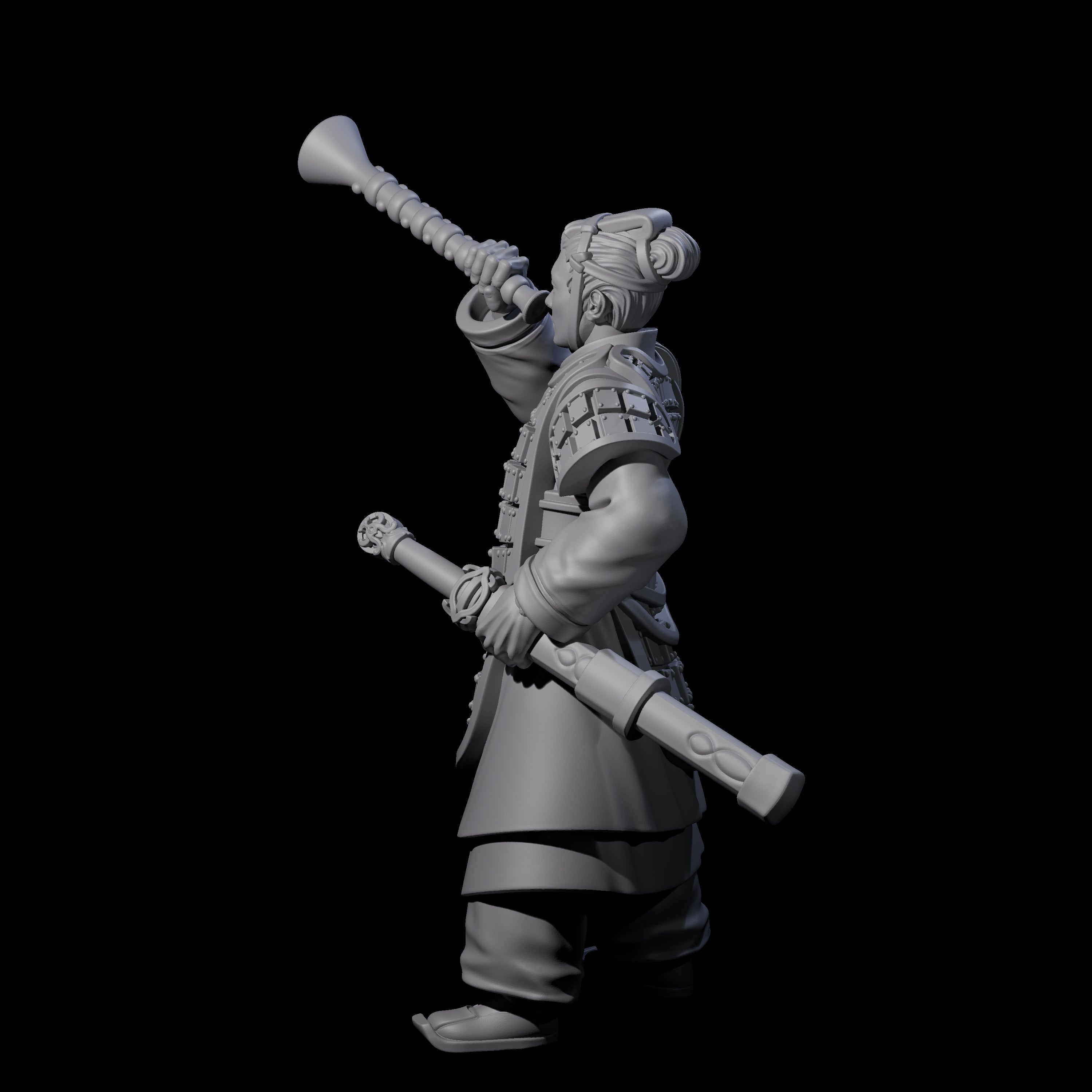 Blowing Chinese Musician Miniature for Dungeons and Dragons, Pathfinder or other TTRPGs