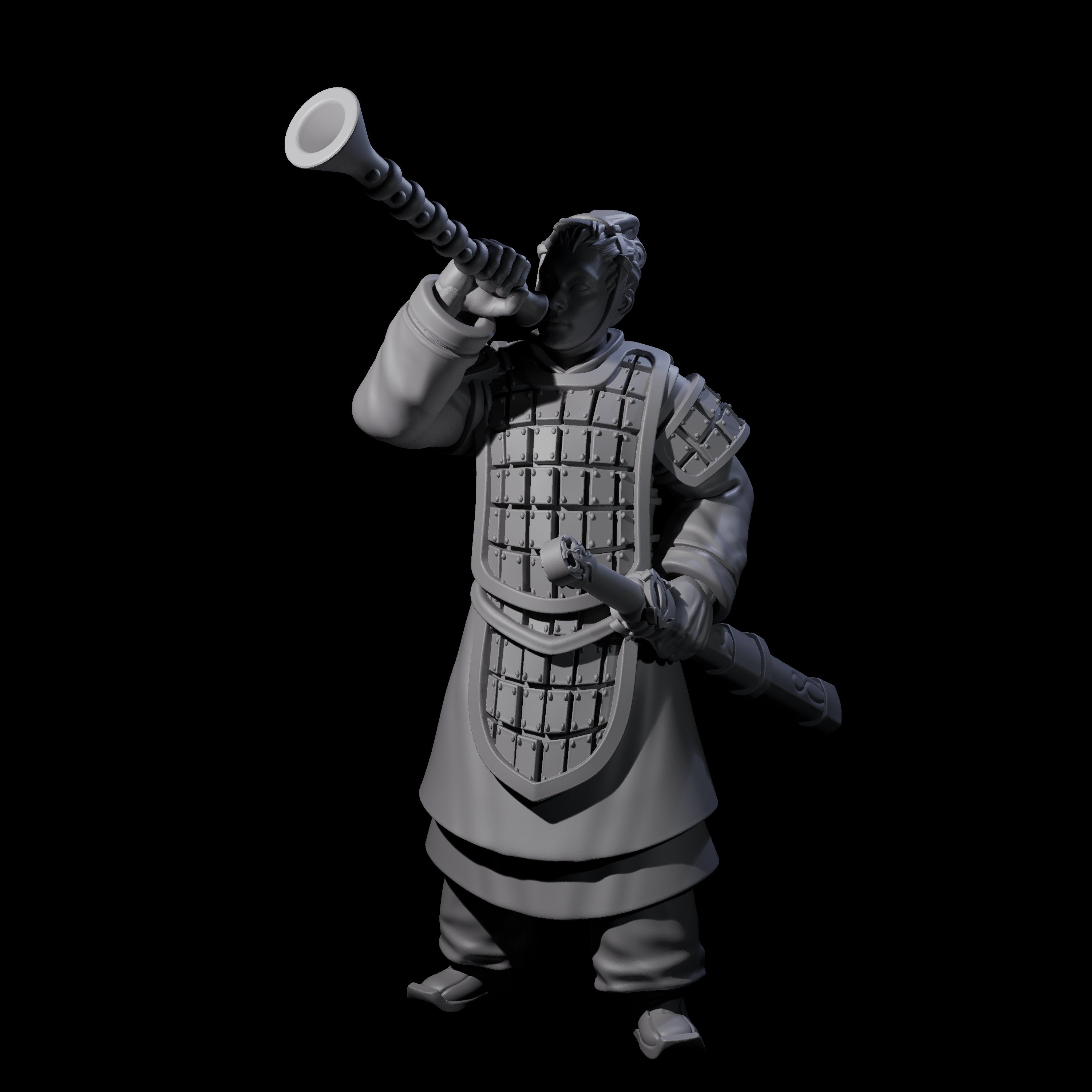 Blowing Chinese Musician Miniature for Dungeons and Dragons, Pathfinder or other TTRPGs
