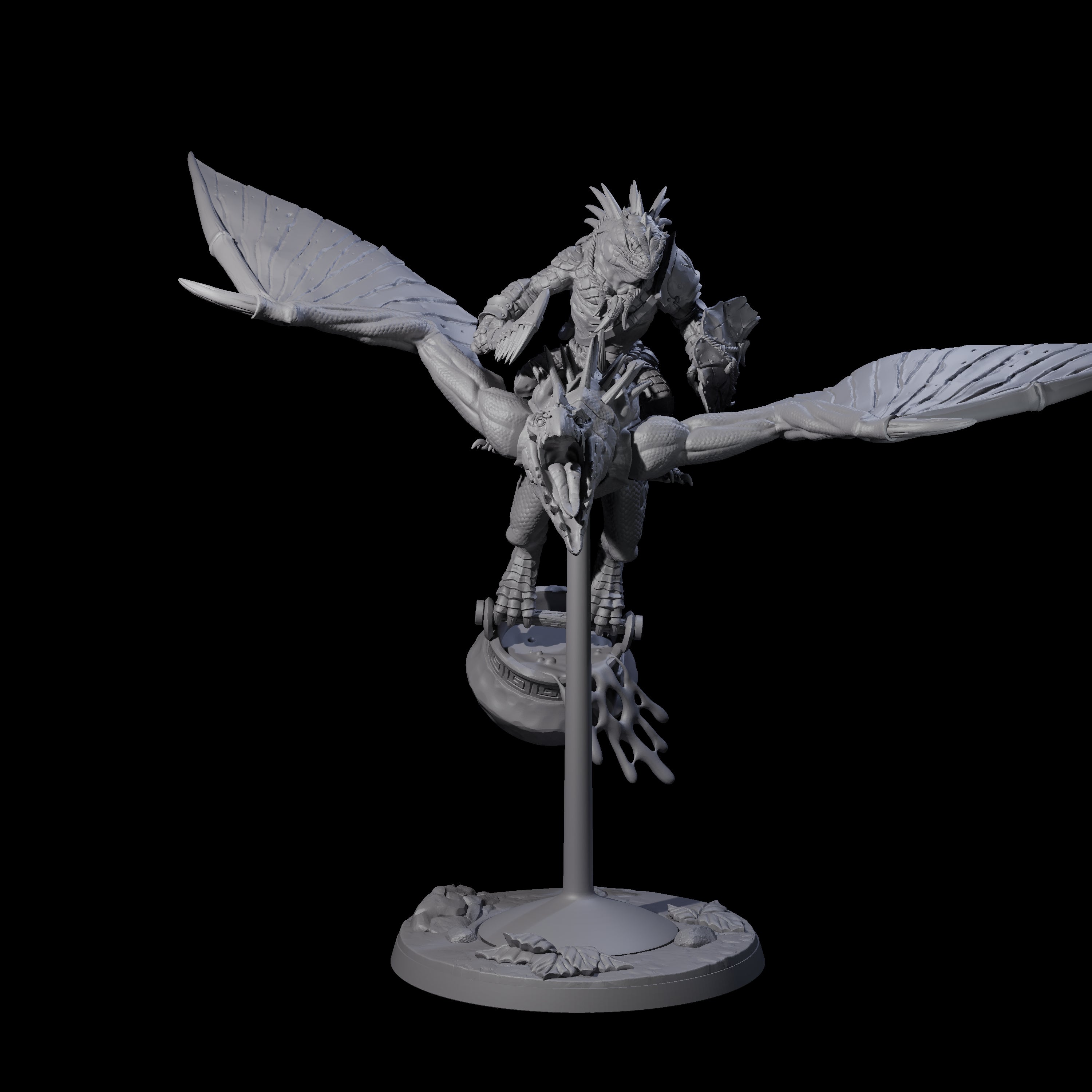 Boiling Lizardfolk Pteranodon Rider A Miniature for Dungeons and Dragons, Pathfinder or other TTRPGs