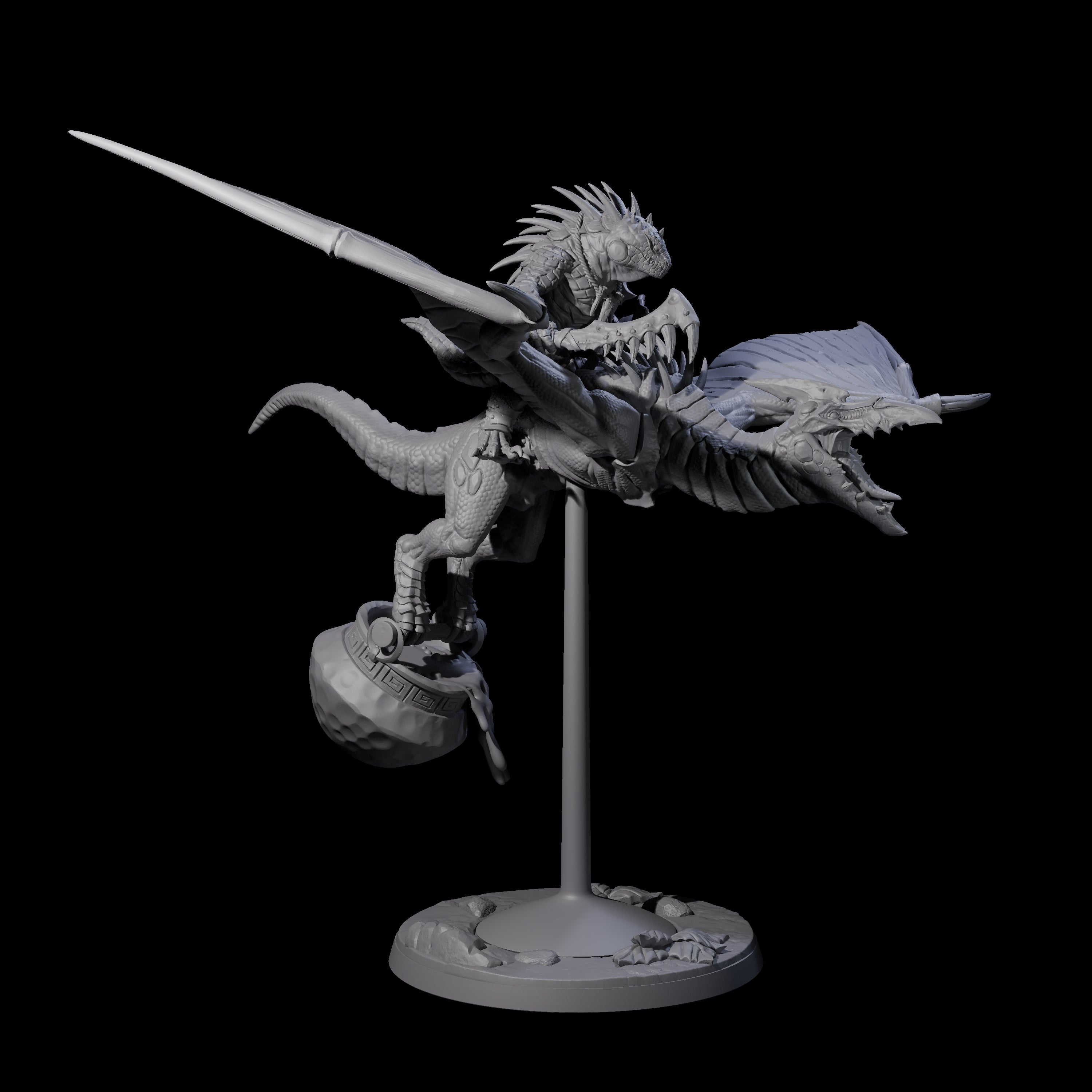 Boiling Lizardfolk Pteranodon Rider A Miniature for Dungeons and Dragons, Pathfinder or other TTRPGs