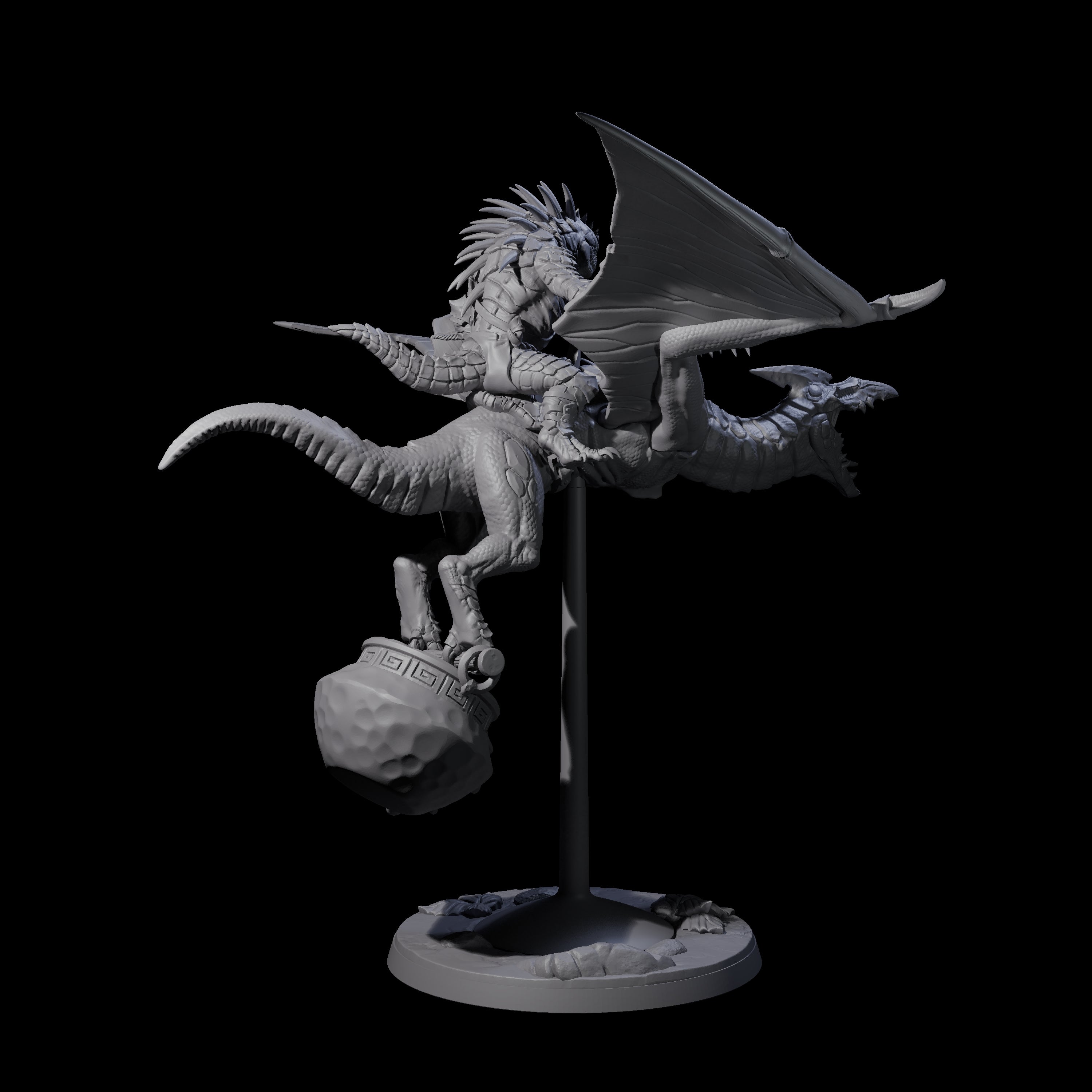 Boiling Lizardfolk Pteranodon Rider A Miniature for Dungeons and Dragons, Pathfinder or other TTRPGs