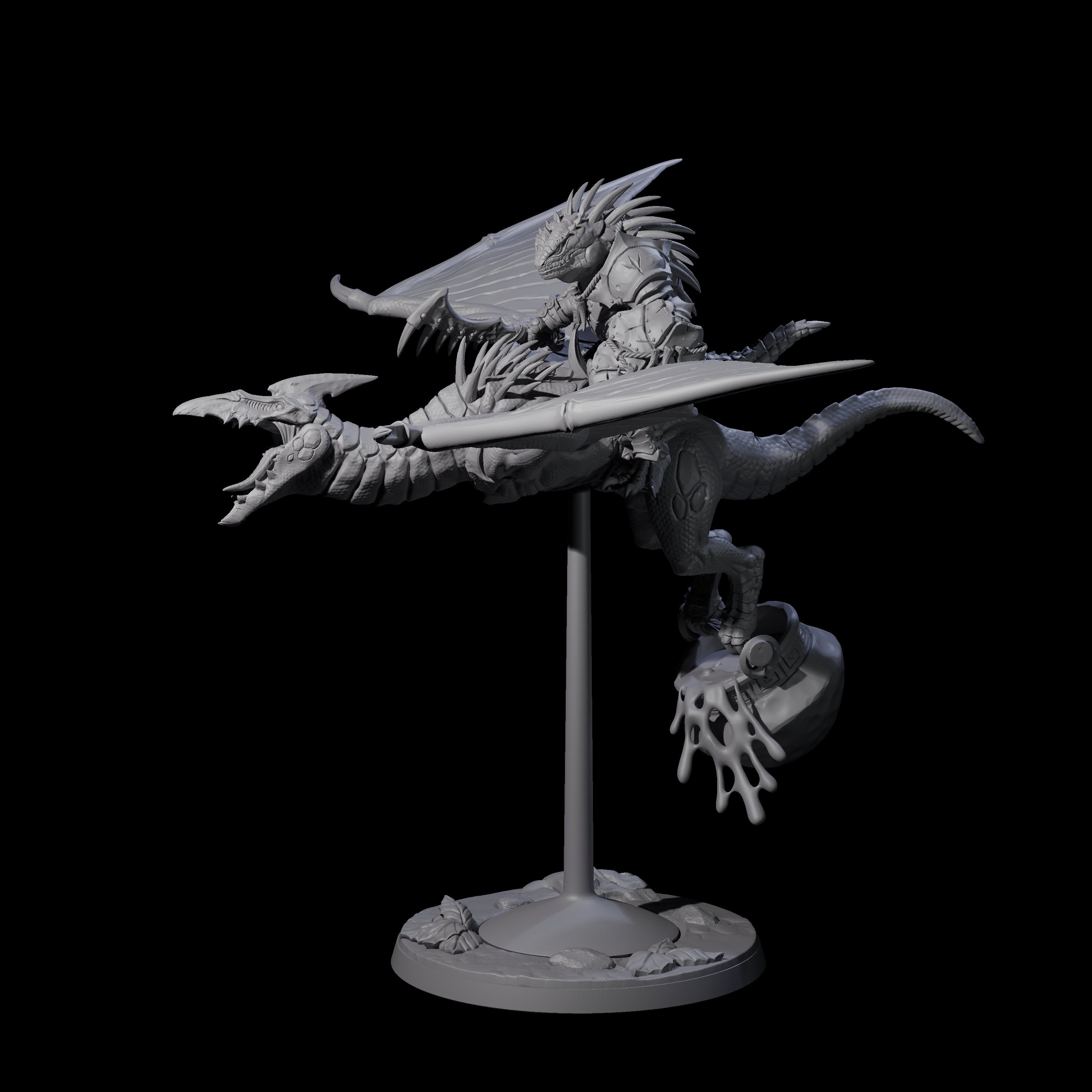 Boiling Lizardfolk Pteranodon Rider A Miniature for Dungeons and Dragons, Pathfinder or other TTRPGs