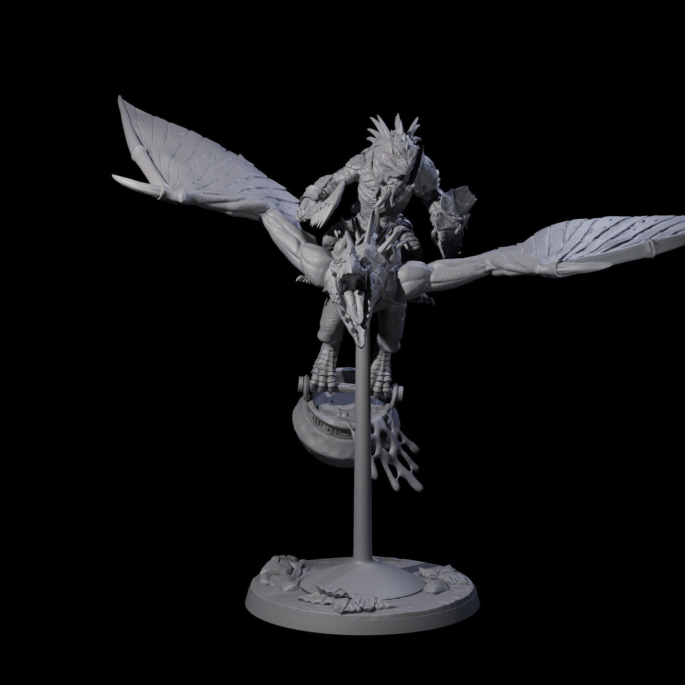 Boiling Lizardfolk Pteranodon Rider A Miniature for Dungeons and Dragons, Pathfinder or other TTRPGs