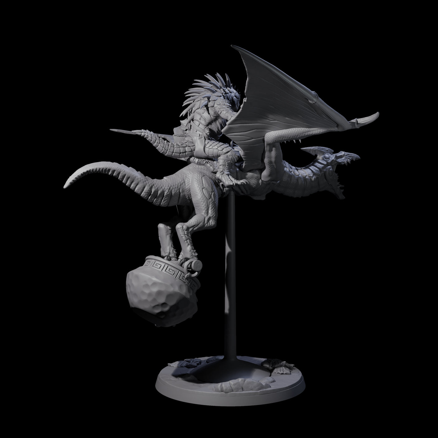Boiling Lizardfolk Pteranodon Rider A Miniature for Dungeons and Dragons, Pathfinder or other TTRPGs