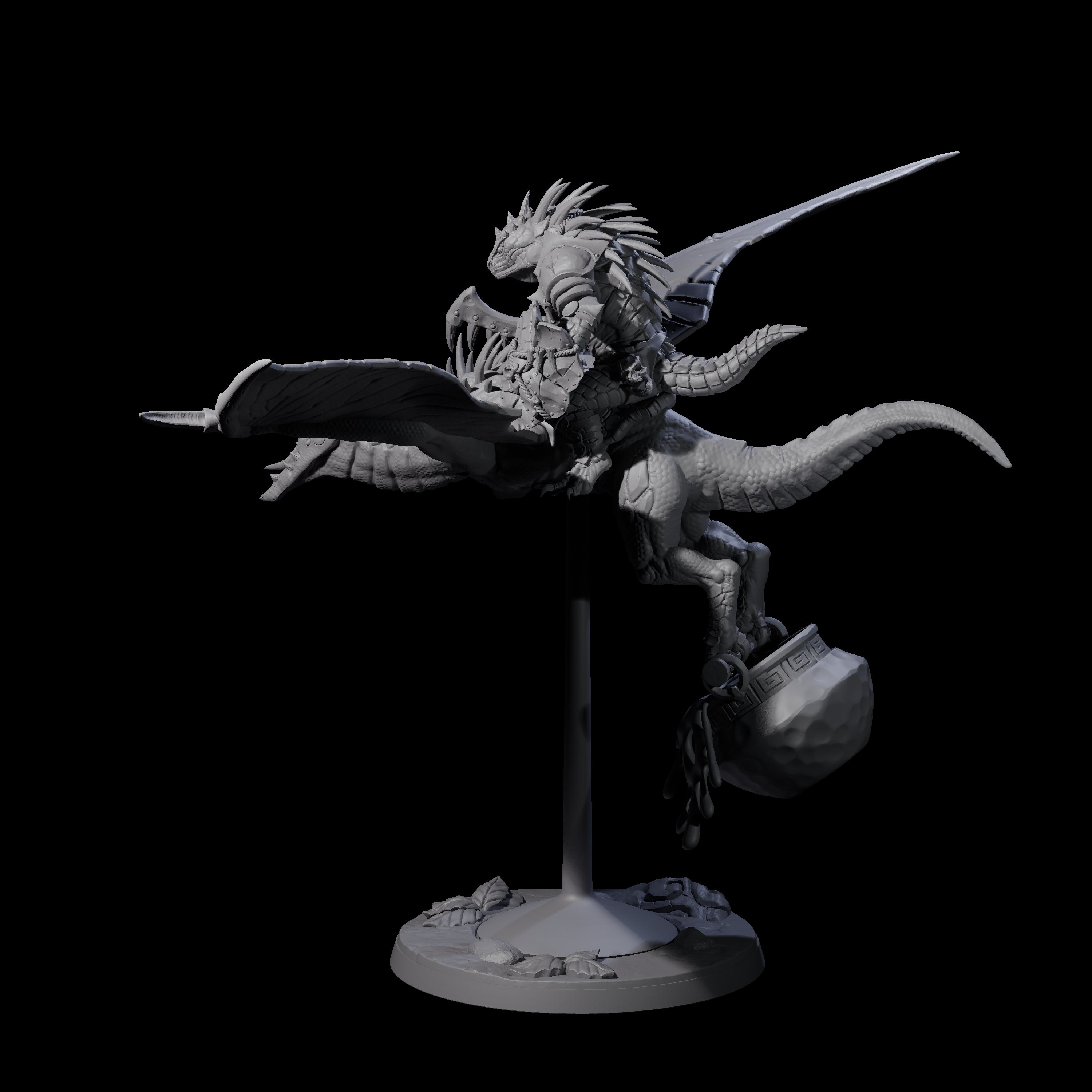 Boiling Lizardfolk Pteranodon Rider A Miniature for Dungeons and Dragons, Pathfinder or other TTRPGs