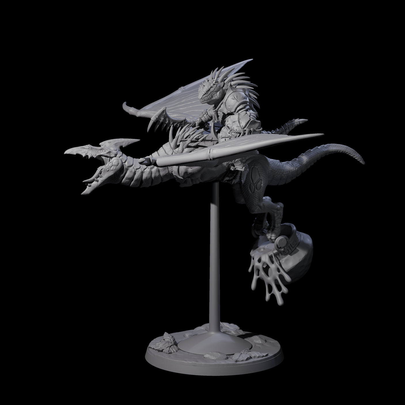 Boiling Lizardfolk Pteranodon Rider A Miniature for Dungeons and Dragons, Pathfinder or other TTRPGs