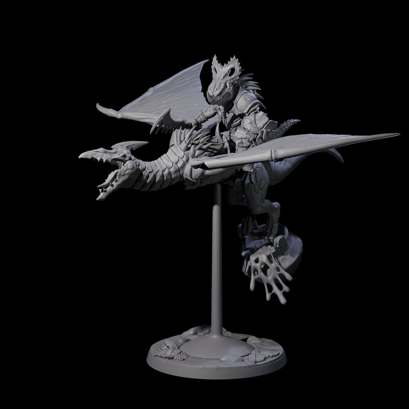 Boiling Lizardfolk Pteranodon Rider A Miniature for Dungeons and Dragons, Pathfinder or other TTRPGs