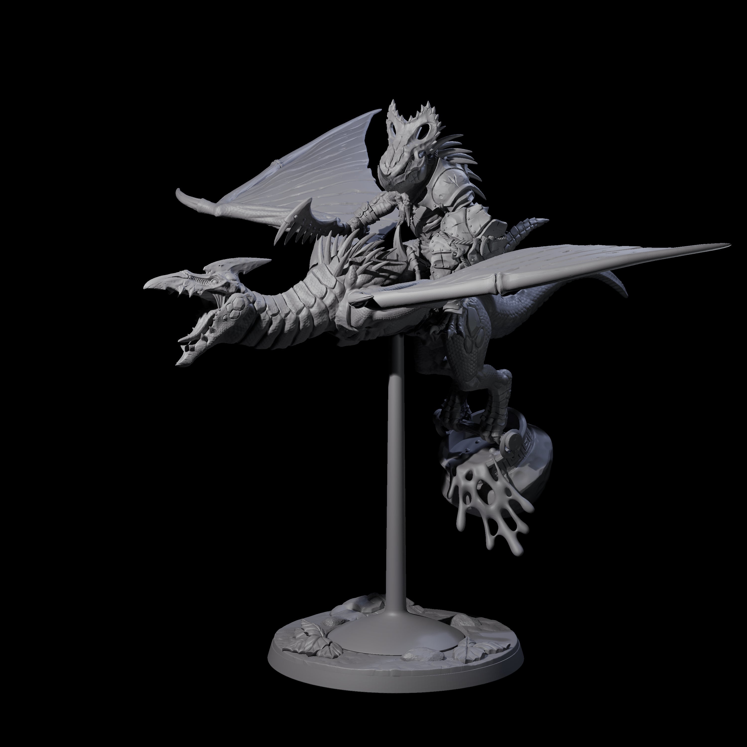 Boiling Lizardfolk Pteranodon Rider A Miniature for Dungeons and Dragons, Pathfinder or other TTRPGs