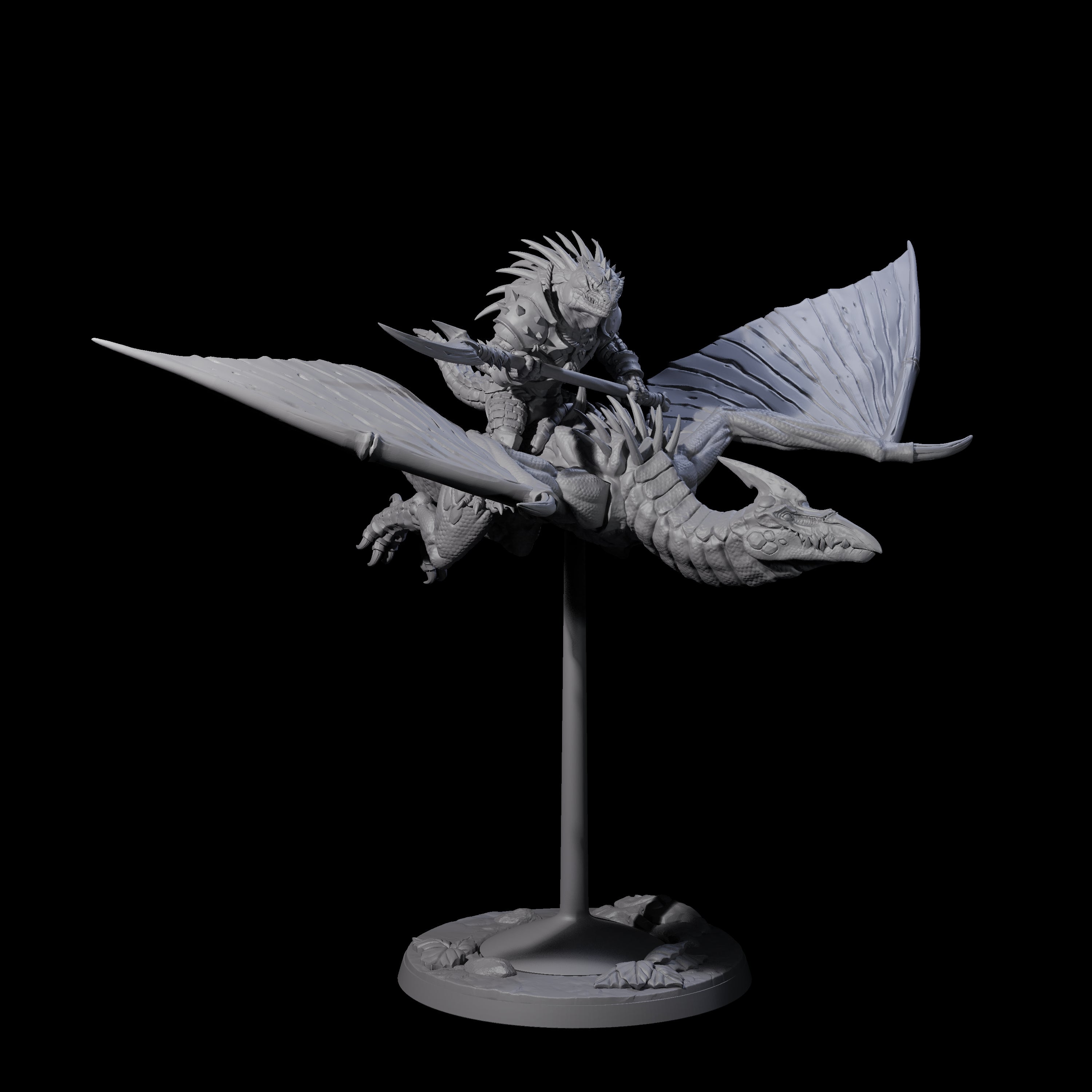Boiling Lizardfolk Pteranodon Rider C Miniature for Dungeons and Dragons, Pathfinder or other TTRPGs