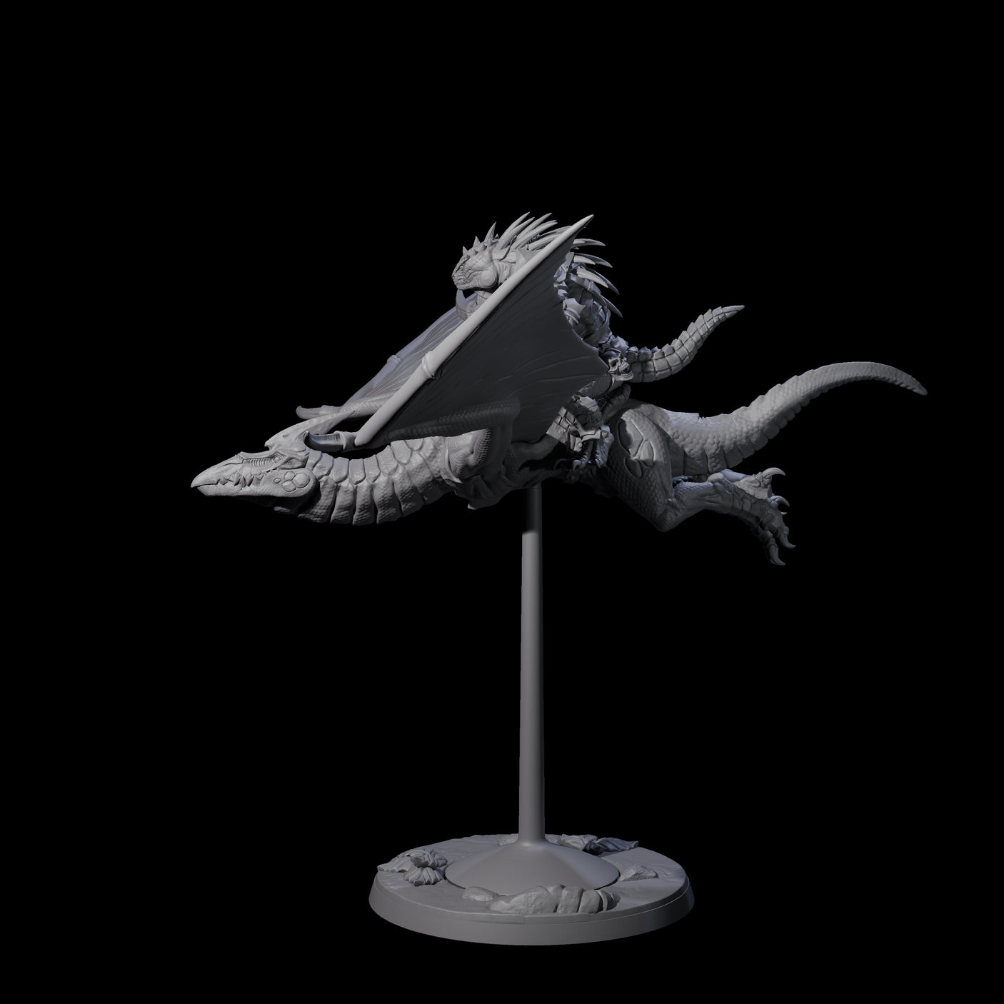 Boiling Lizardfolk Pteranodon Rider C Miniature for Dungeons and Dragons, Pathfinder or other TTRPGs