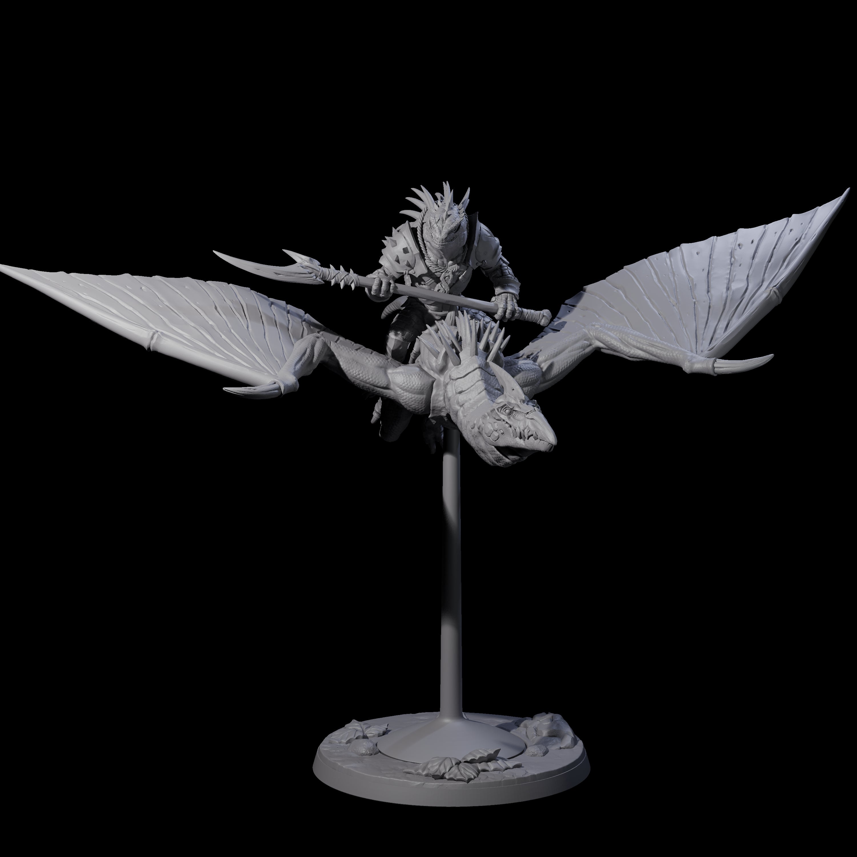 Boiling Lizardfolk Pteranodon Rider C Miniature for Dungeons and Dragons, Pathfinder or other TTRPGs