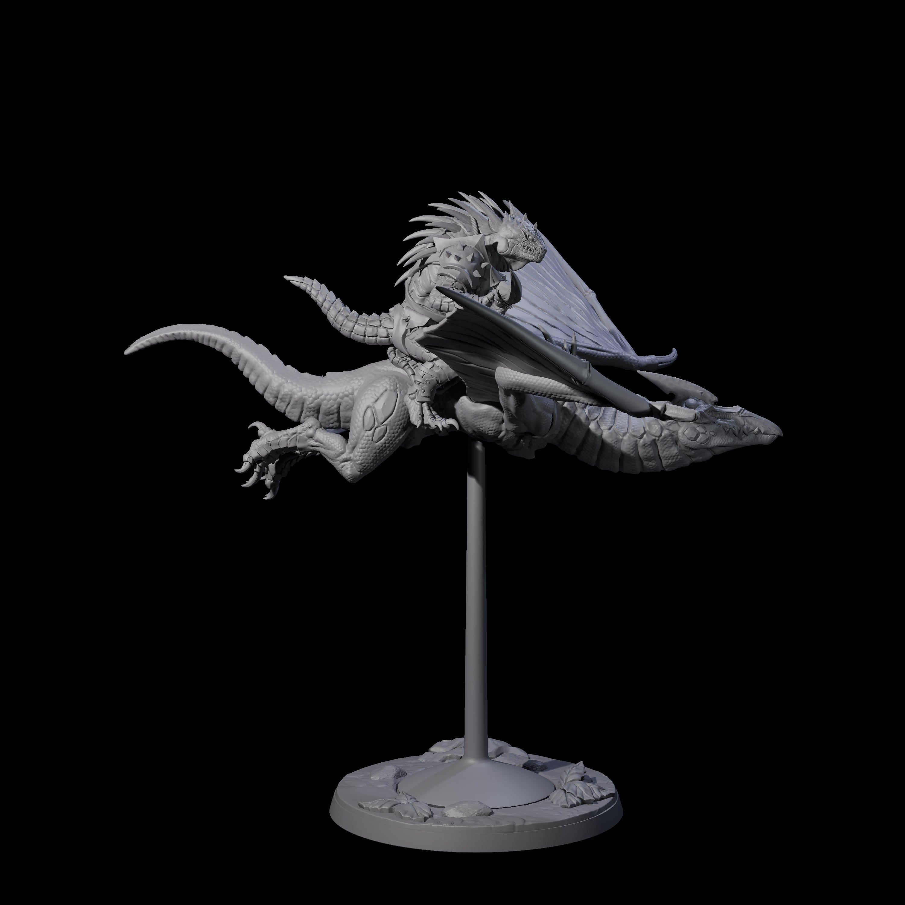 Boiling Lizardfolk Pteranodon Rider C Miniature for Dungeons and Dragons, Pathfinder or other TTRPGs