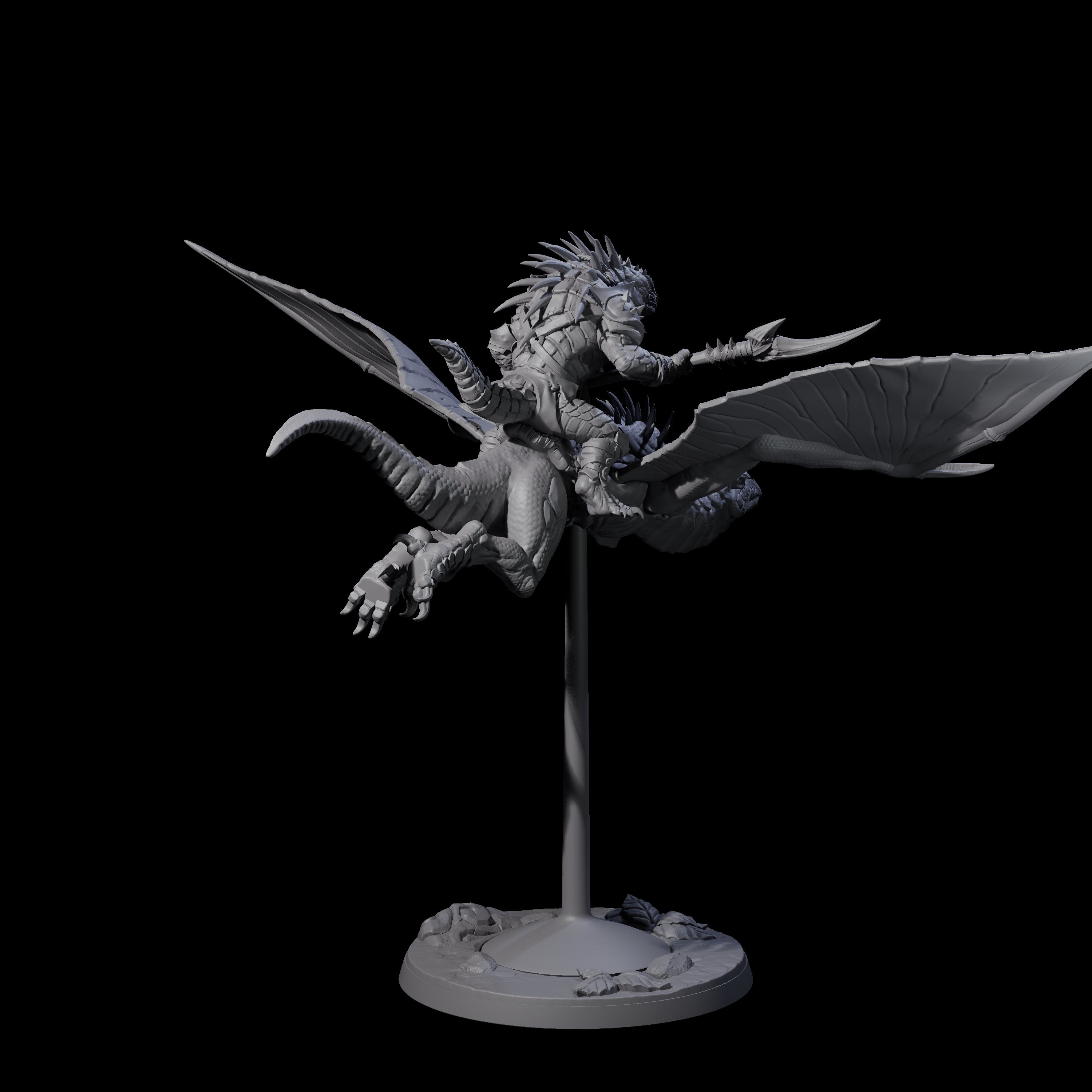 Boiling Lizardfolk Pteranodon Rider C Miniature for Dungeons and Dragons, Pathfinder or other TTRPGs