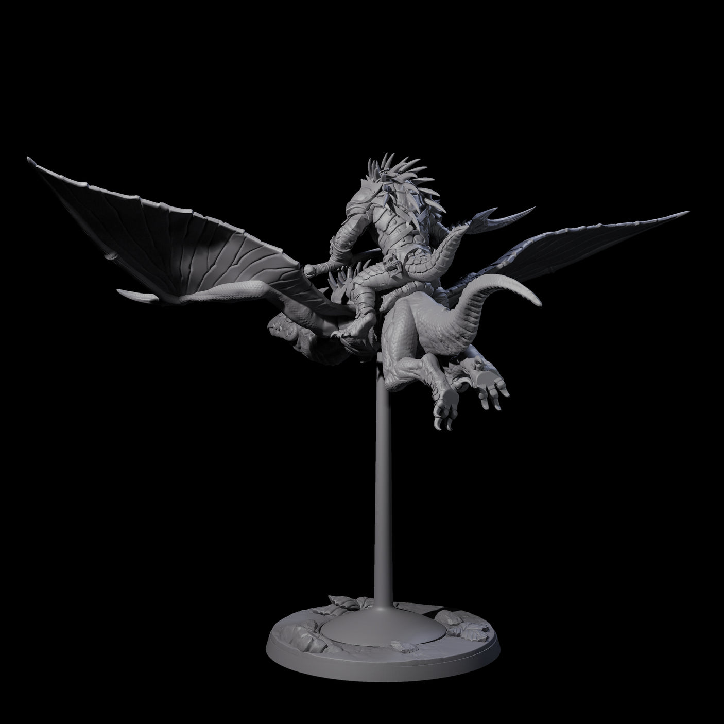Boiling Lizardfolk Pteranodon Rider C Miniature for Dungeons and Dragons, Pathfinder or other TTRPGs