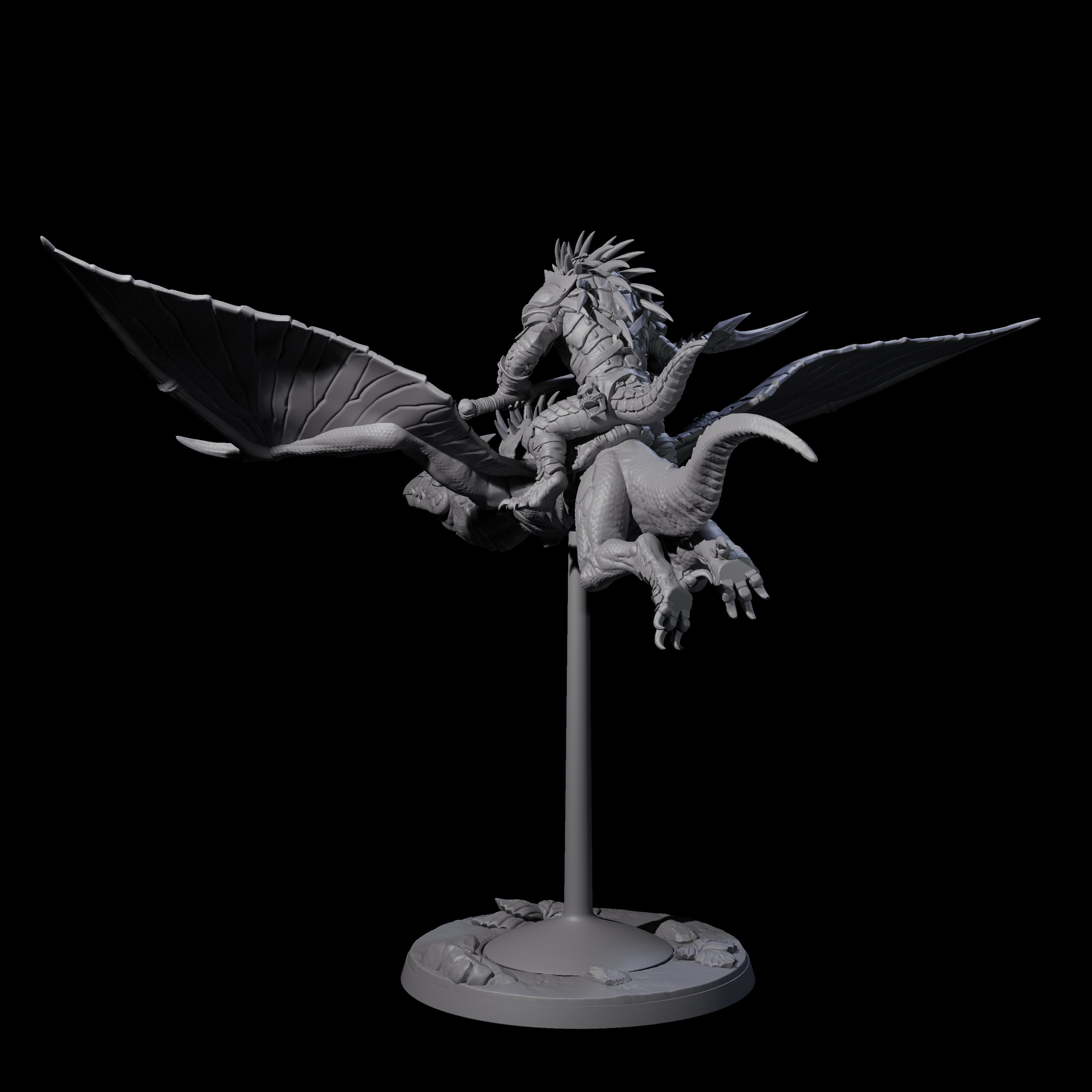 Boiling Lizardfolk Pteranodon Rider C Miniature for Dungeons and Dragons, Pathfinder or other TTRPGs