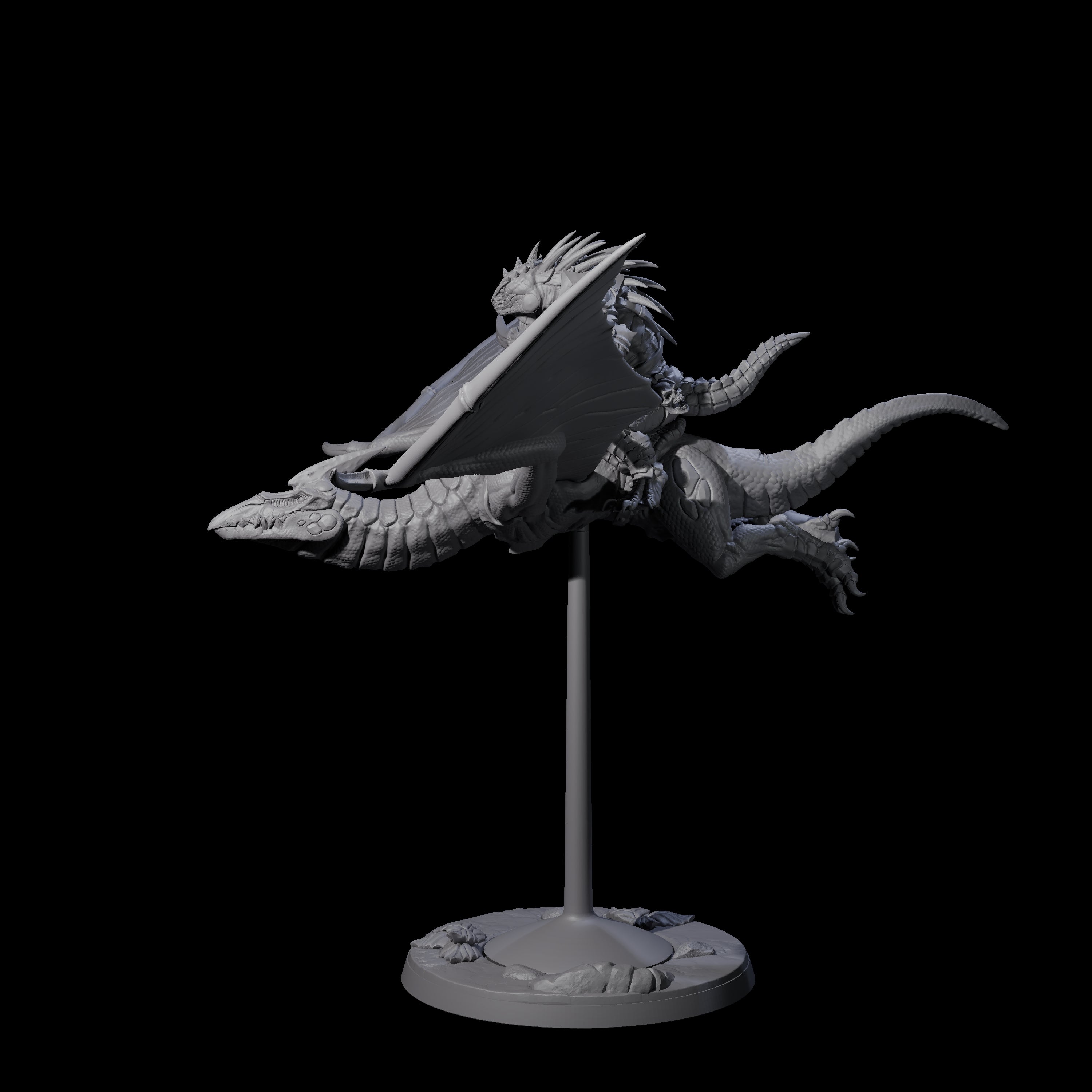 Boiling Lizardfolk Pteranodon Rider C Miniature for Dungeons and Dragons, Pathfinder or other TTRPGs