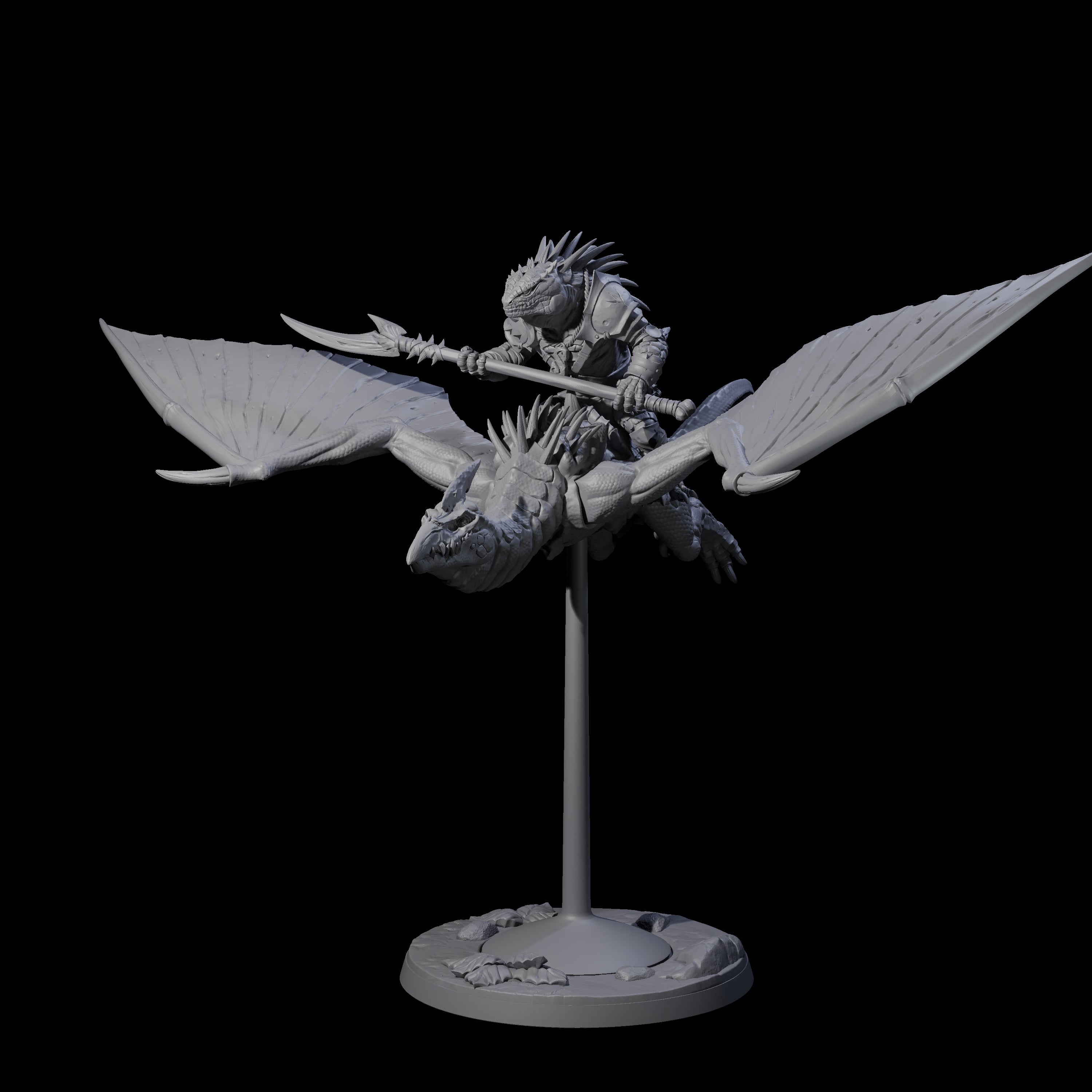 Boiling Lizardfolk Pteranodon Rider C Miniature for Dungeons and Dragons, Pathfinder or other TTRPGs