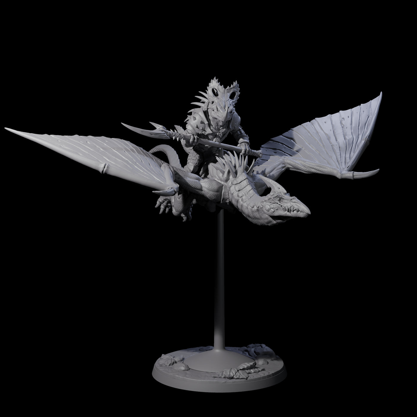 Boiling Lizardfolk Pteranodon Rider C Miniature for Dungeons and Dragons, Pathfinder or other TTRPGs