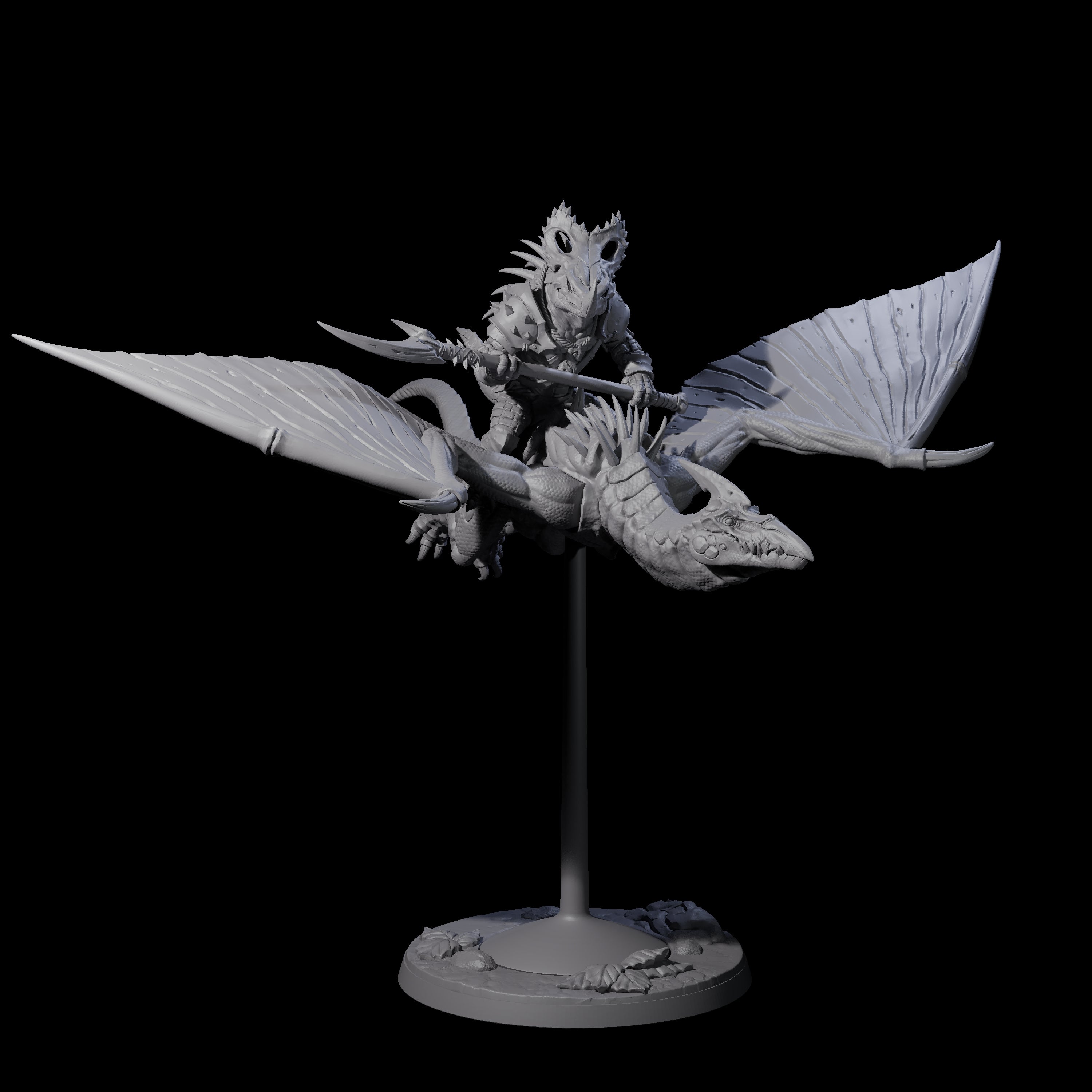 Boiling Lizardfolk Pteranodon Rider C Miniature for Dungeons and Dragons, Pathfinder or other TTRPGs