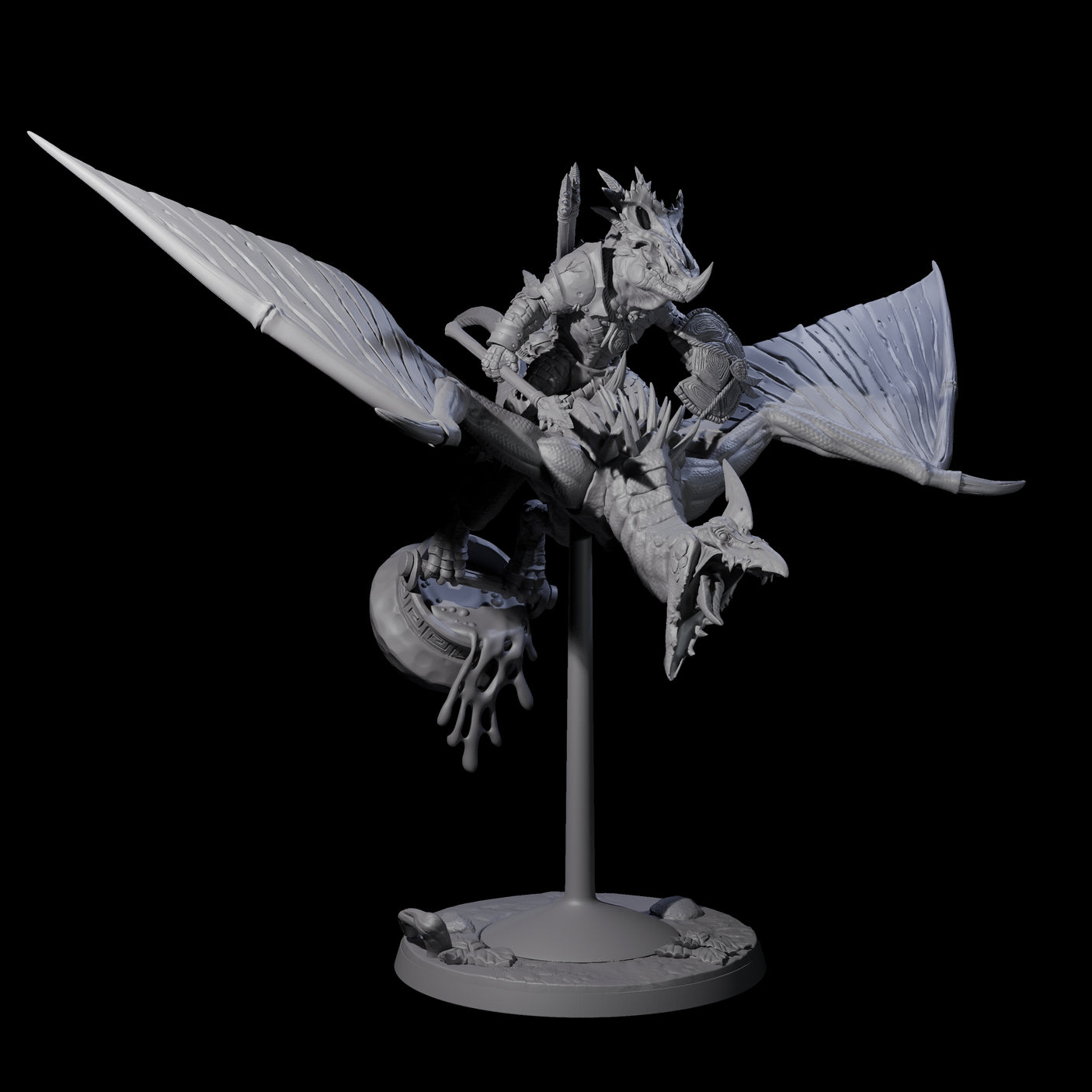 Boiling Lizardfolk Pteranodon Rider D Miniature for Dungeons and Dragons, Pathfinder or other TTRPGs