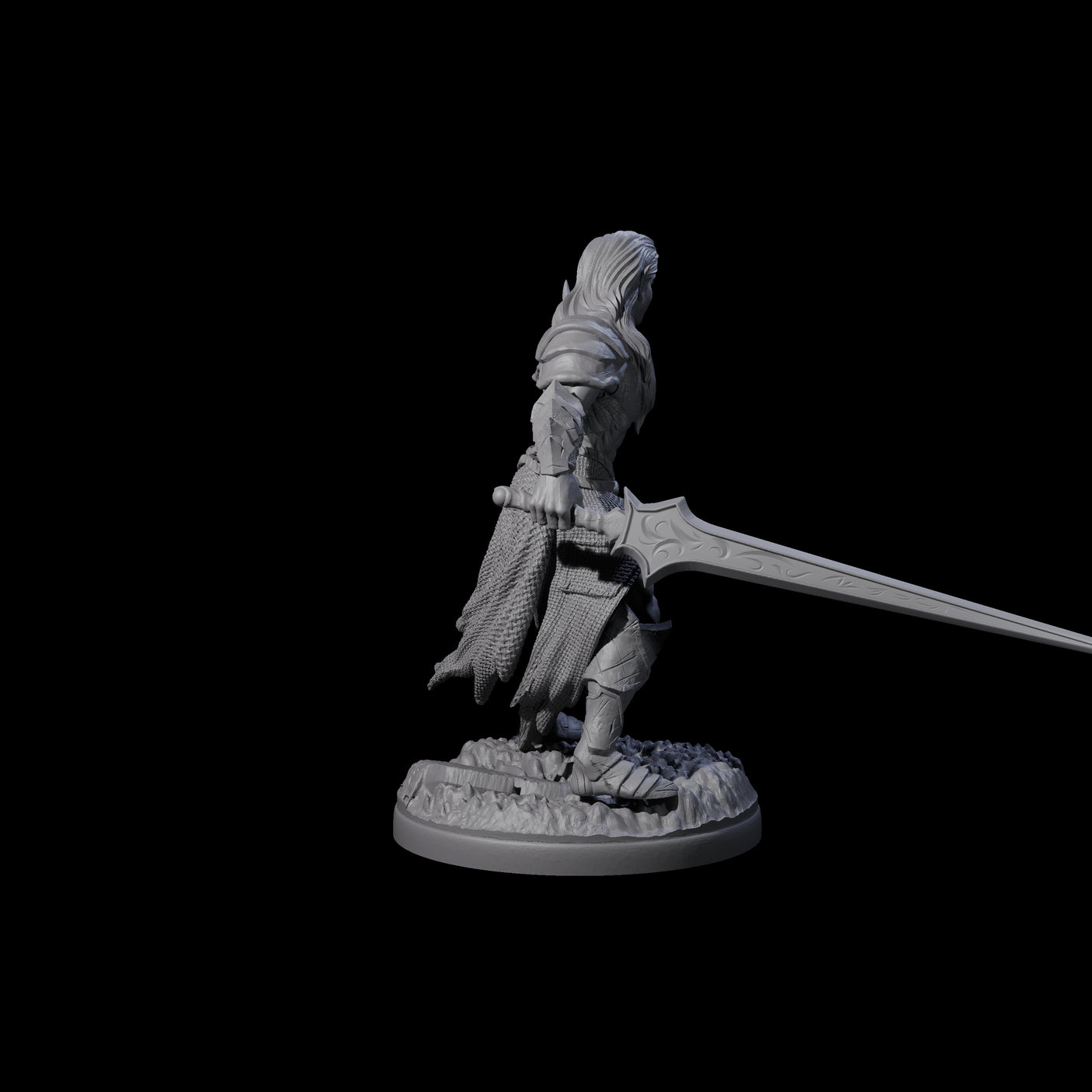Braced Elf Fighter Miniature for Dungeons and Dragons, Pathfinder or other TTRPGs