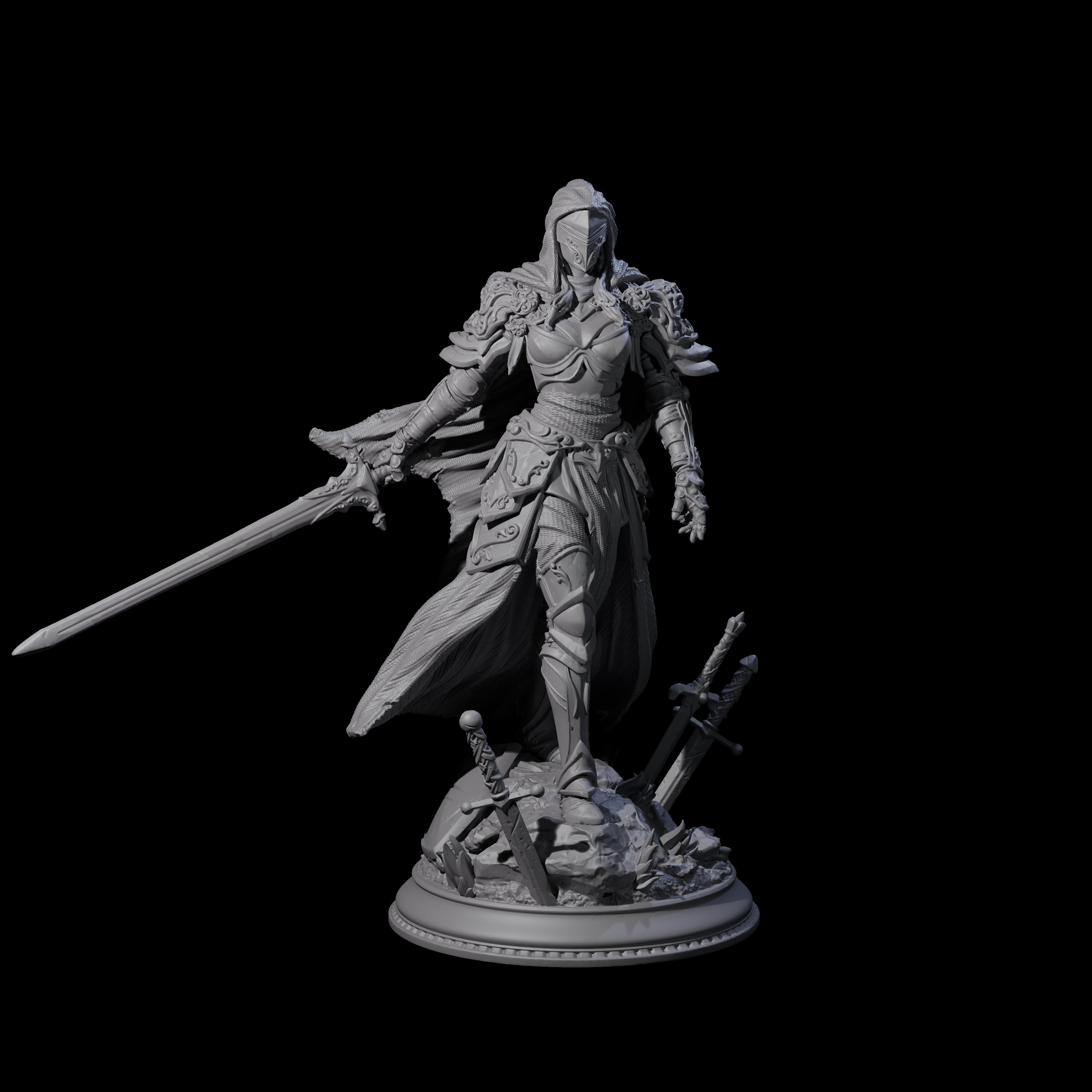 Brandishing Armoured Fighter Miniature for Dungeons and Dragons, Pathfinder or other TTRPGs
