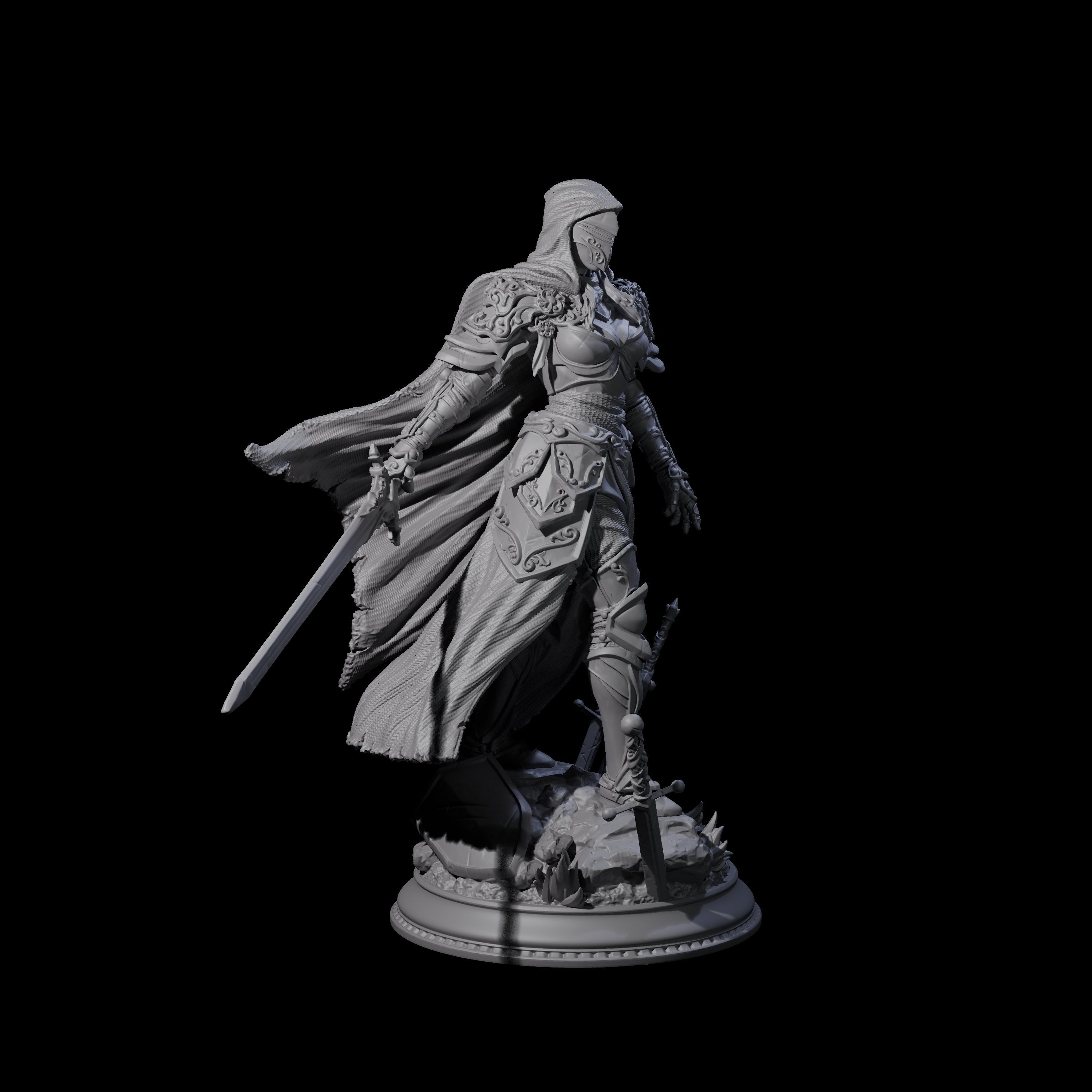 Brandishing Armoured Fighter Miniature for Dungeons and Dragons, Pathfinder or other TTRPGs