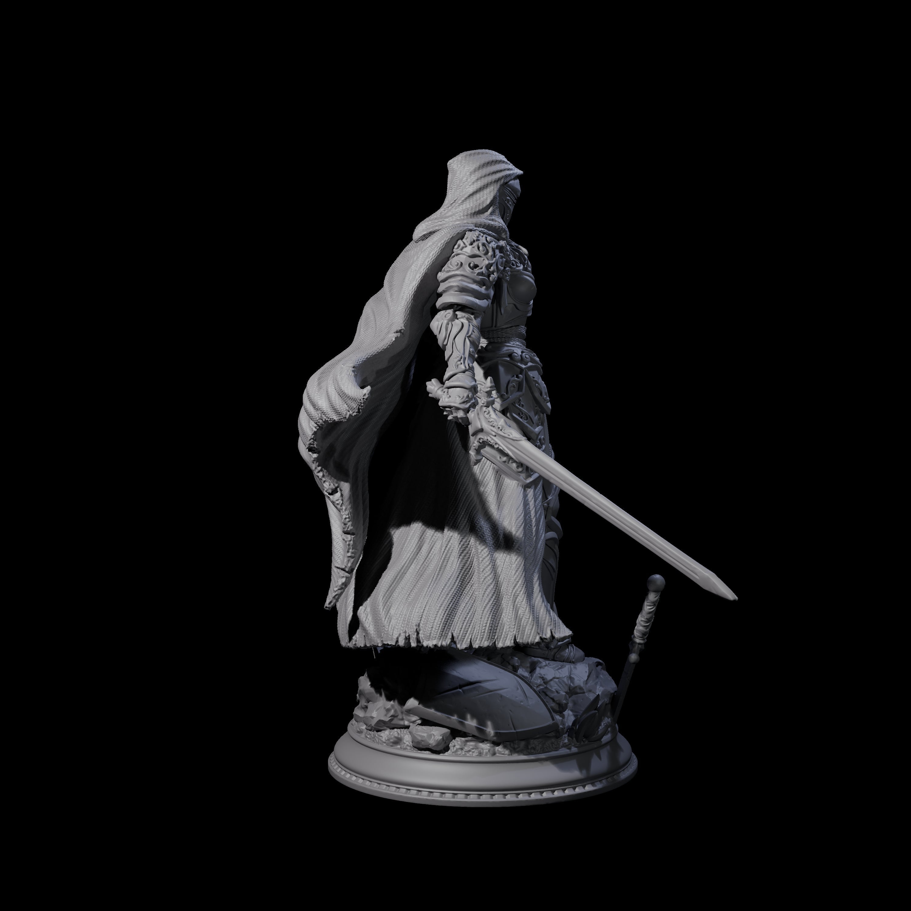 Brandishing Armoured Fighter Miniature for Dungeons and Dragons, Pathfinder or other TTRPGs