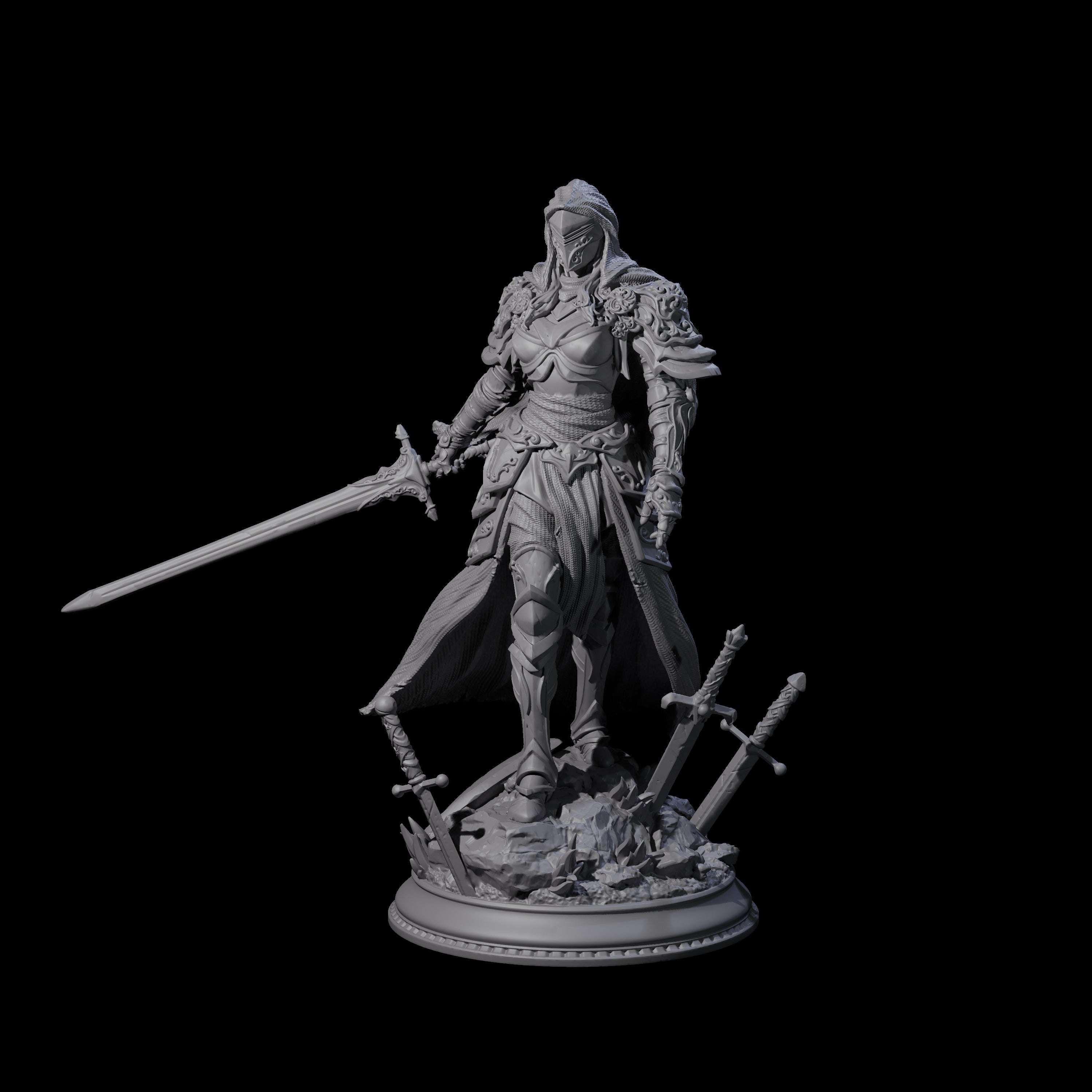 Brandishing Armoured Fighter Miniature for Dungeons and Dragons, Pathfinder or other TTRPGs