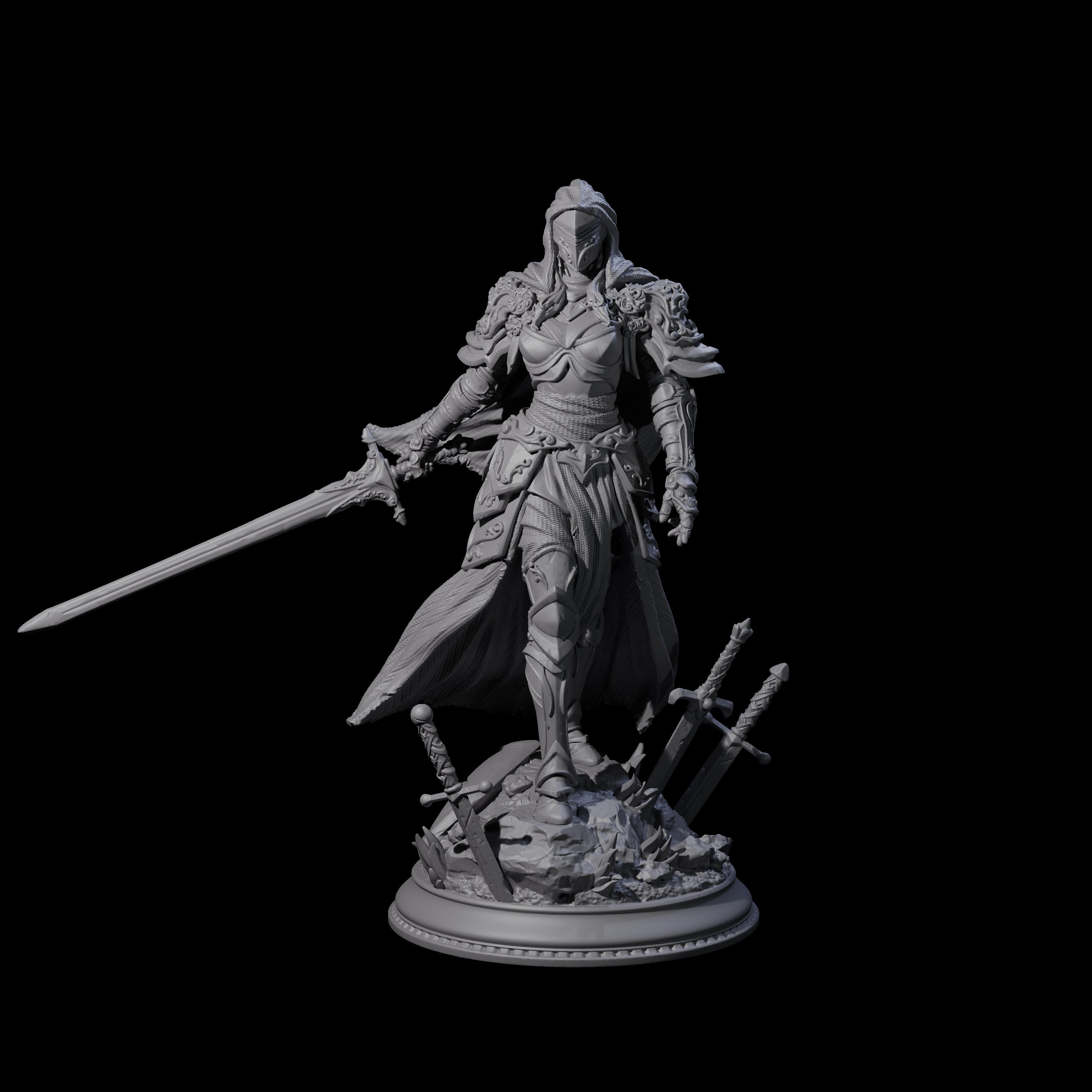 Brandishing Armoured Fighter Miniature for Dungeons and Dragons, Pathfinder or other TTRPGs