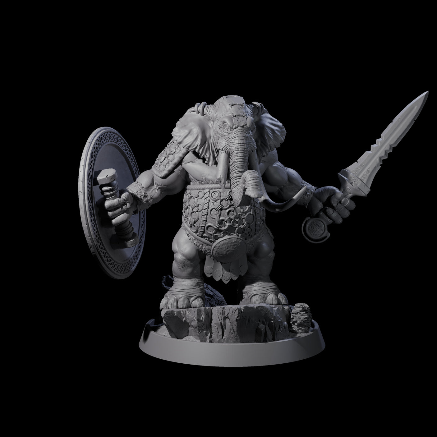 Brave Armoured Loxodon A Miniature for Dungeons and Dragons, Pathfinder or other TTRPGs