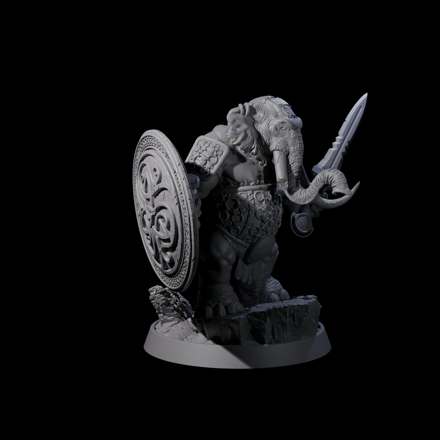 Brave Armoured Loxodon A Miniature for Dungeons and Dragons, Pathfinder or other TTRPGs
