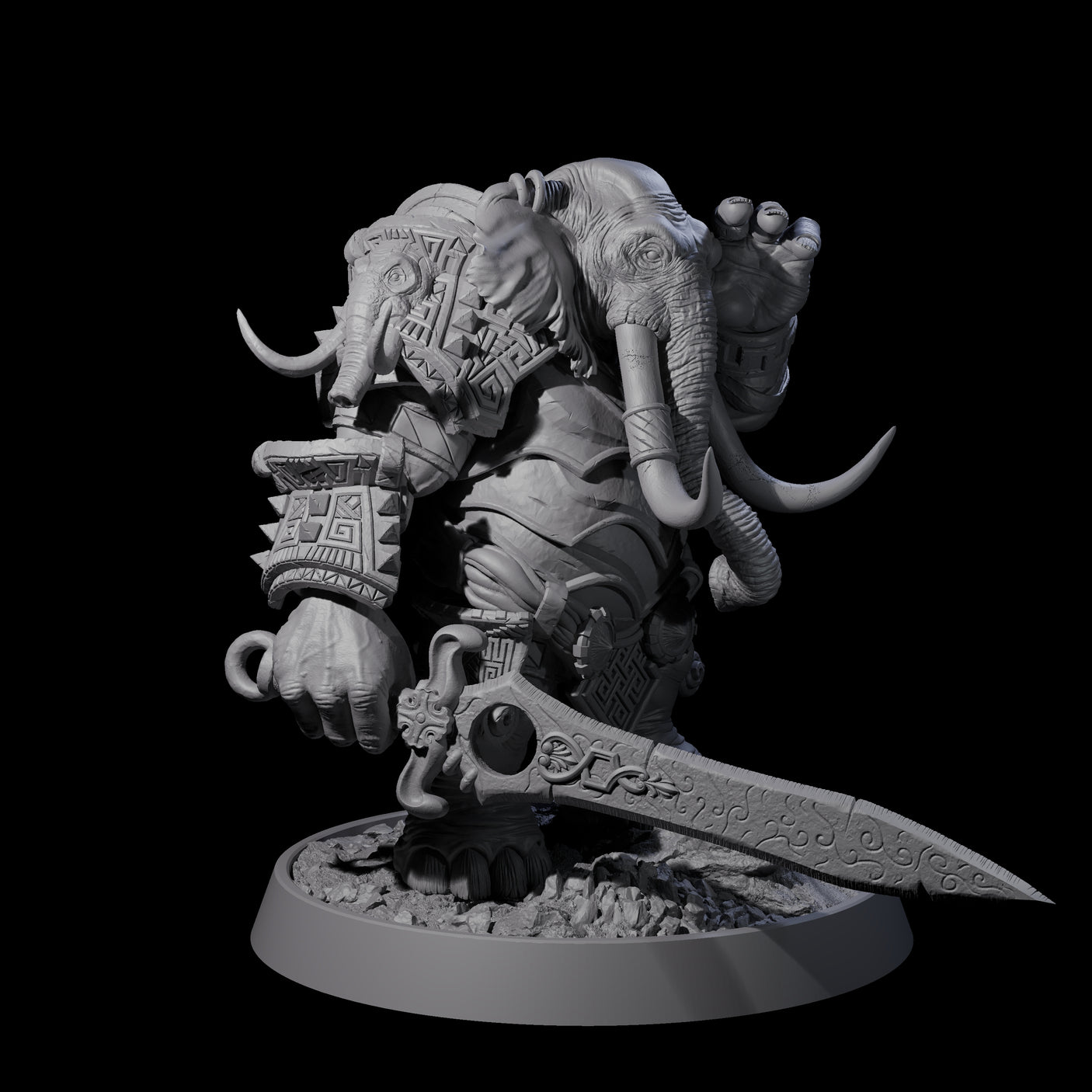 Brave Armoured Loxodon D Miniature for Dungeons and Dragons, Pathfinder or other TTRPGs