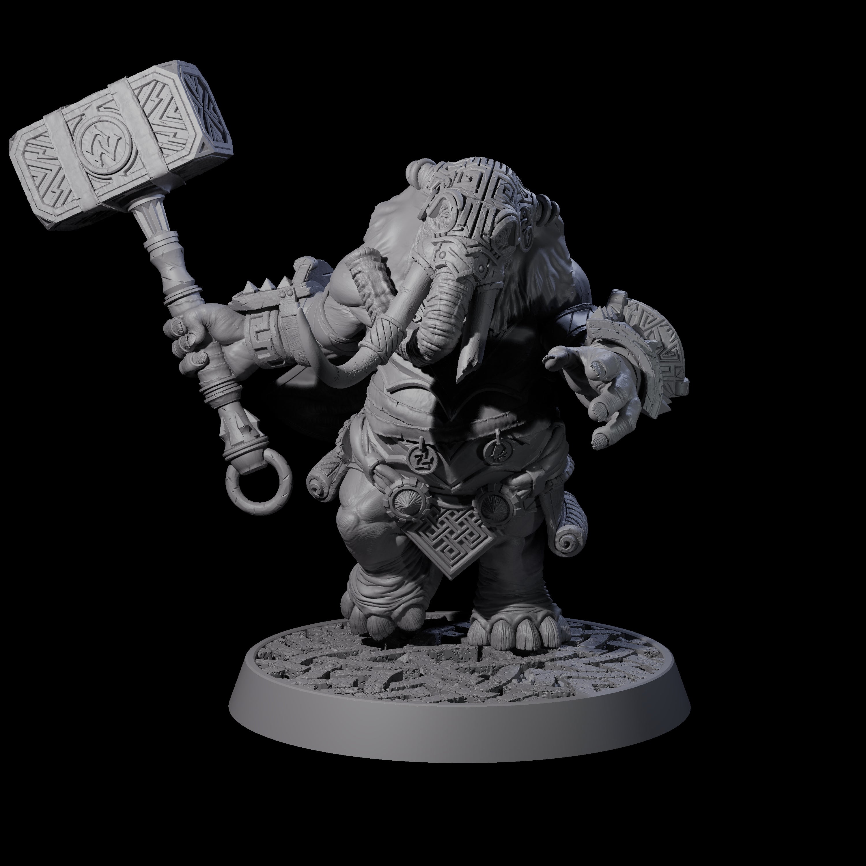 Brave Armoured Loxodon J Miniature for Dungeons and Dragons, Pathfinder or other TTRPGs