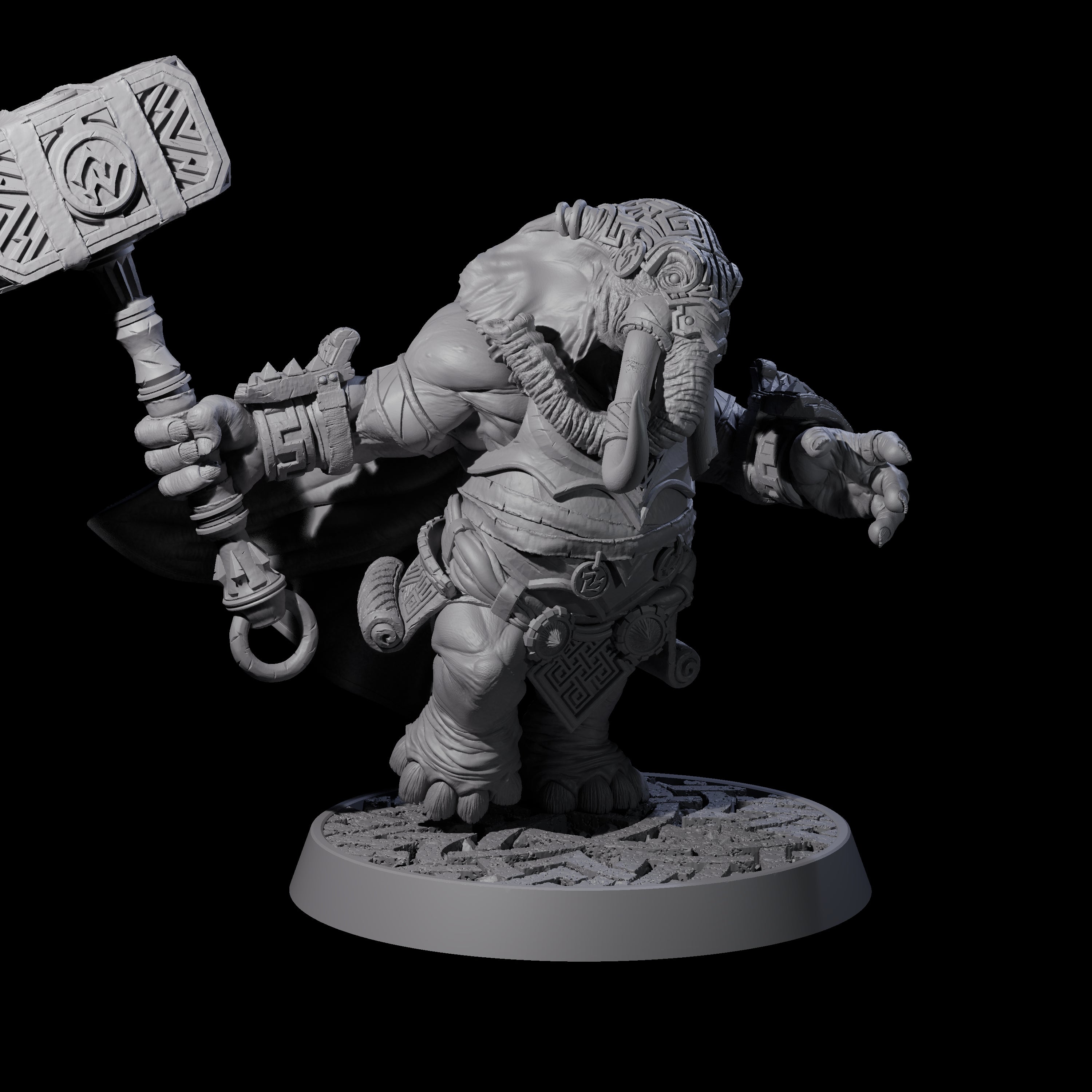 Brave Armoured Loxodon J Miniature for Dungeons and Dragons, Pathfinder or other TTRPGs