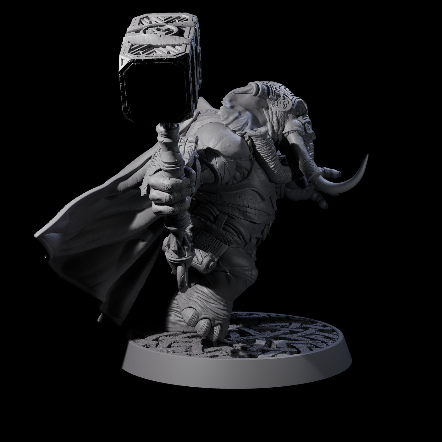 Brave Armoured Loxodon J Miniature for Dungeons and Dragons, Pathfinder or other TTRPGs