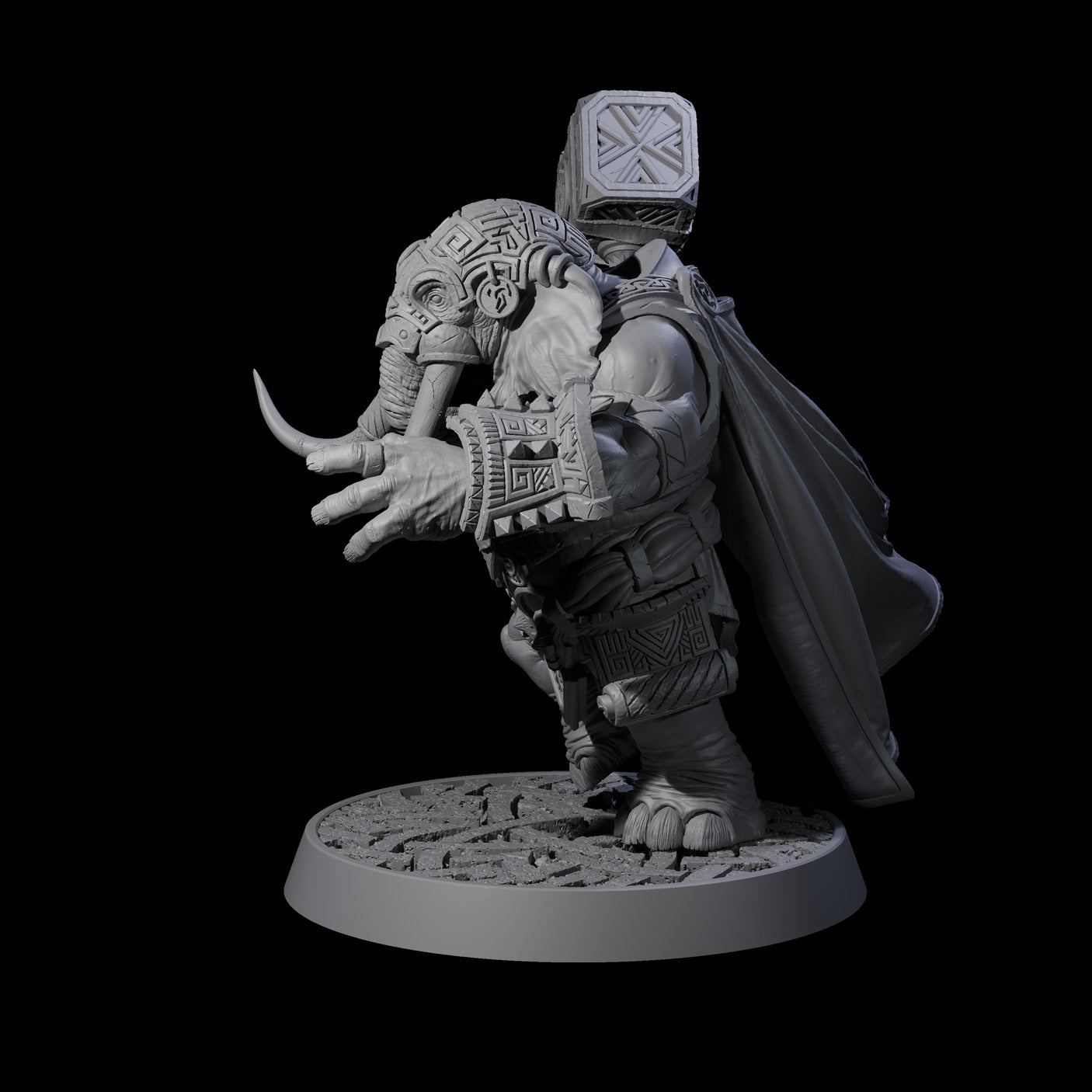 Brave Armoured Loxodon J Miniature for Dungeons and Dragons, Pathfinder or other TTRPGs