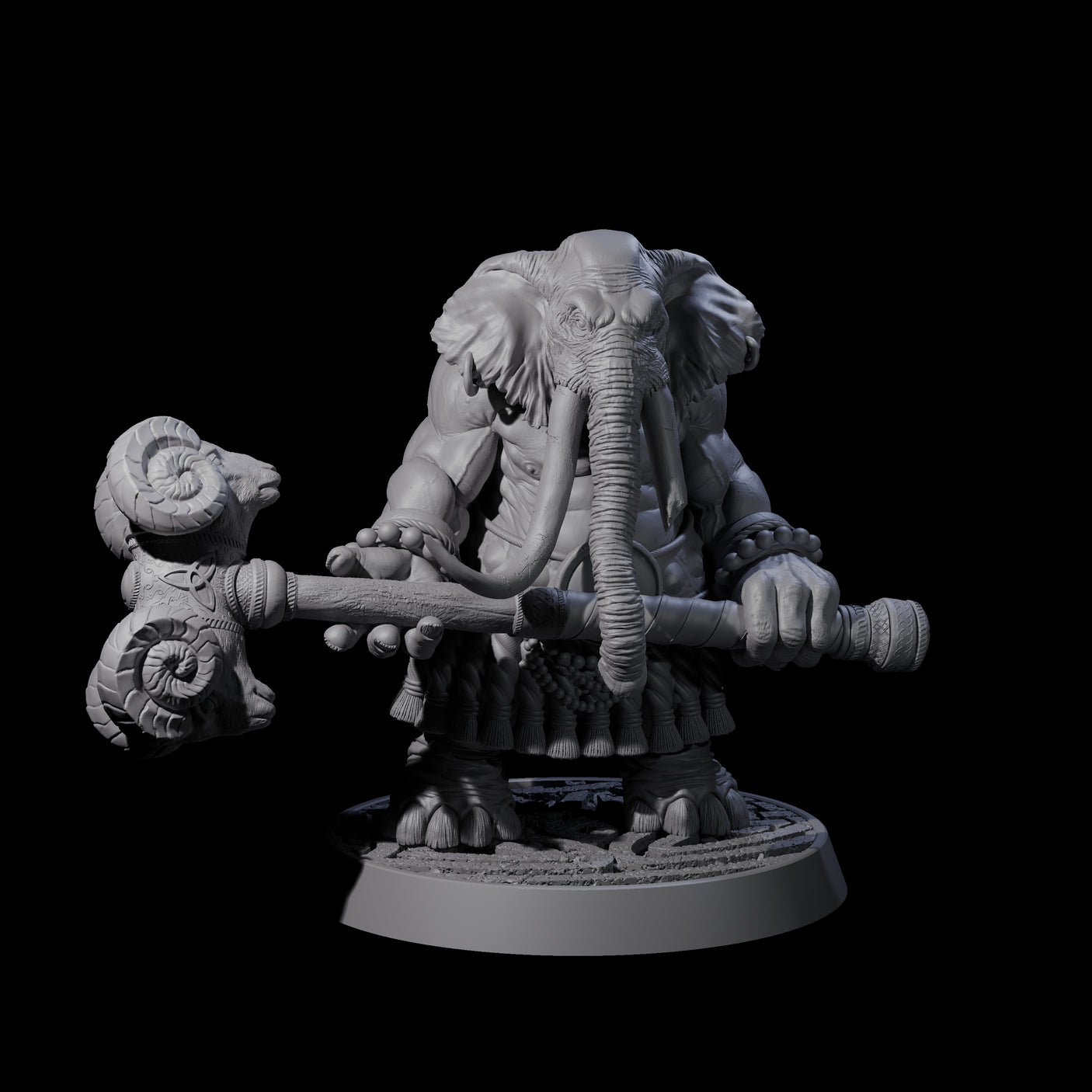 Brave Armoured Loxodon K Miniature for Dungeons and Dragons, Pathfinder or other TTRPGs