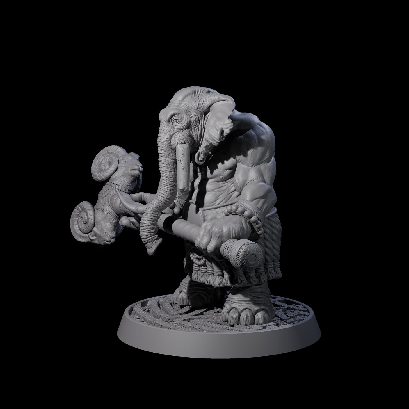 Brave Armoured Loxodon K Miniature for Dungeons and Dragons, Pathfinder or other TTRPGs