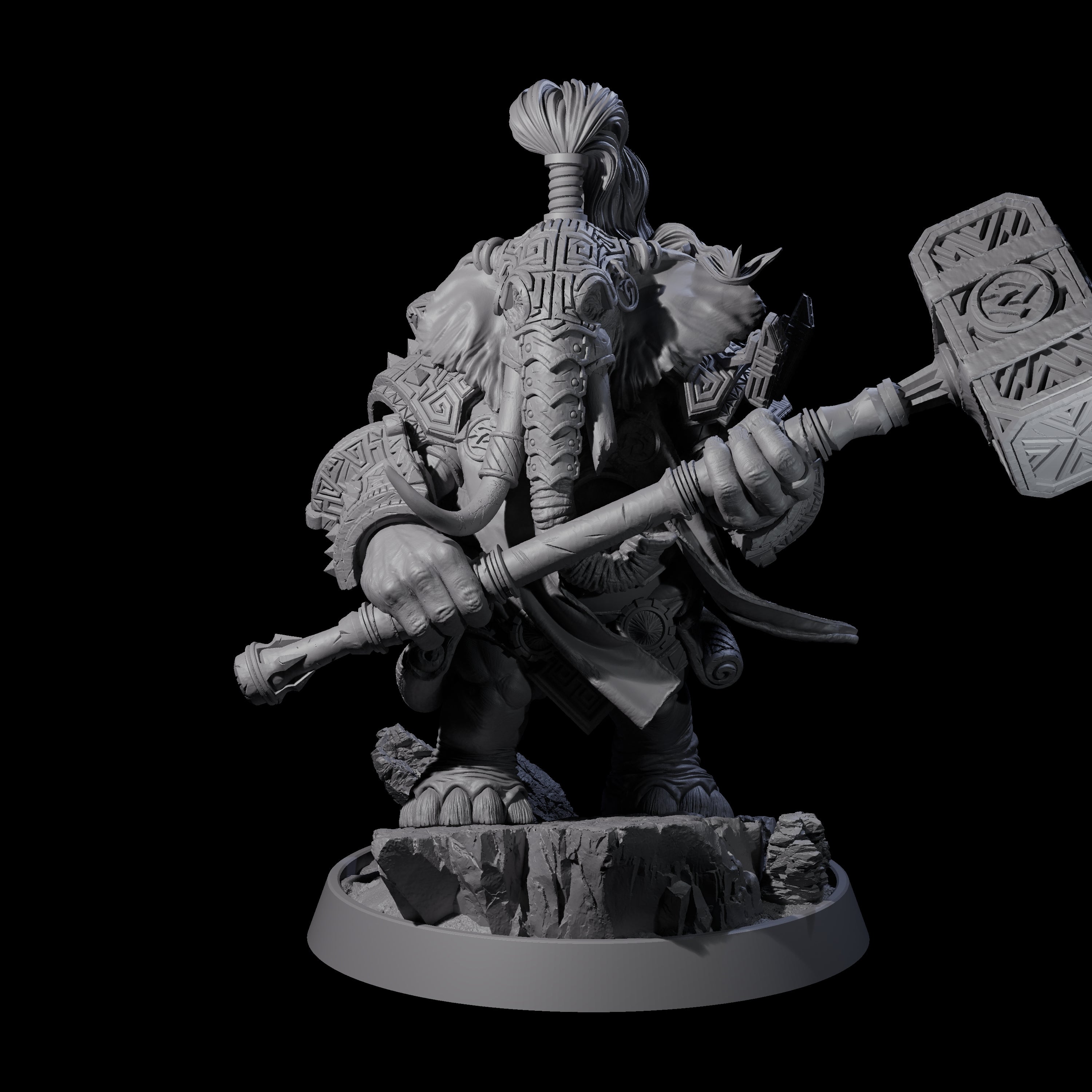 Brave Armoured Loxodon M Miniature for Dungeons and Dragons, Pathfinder or other TTRPGs
